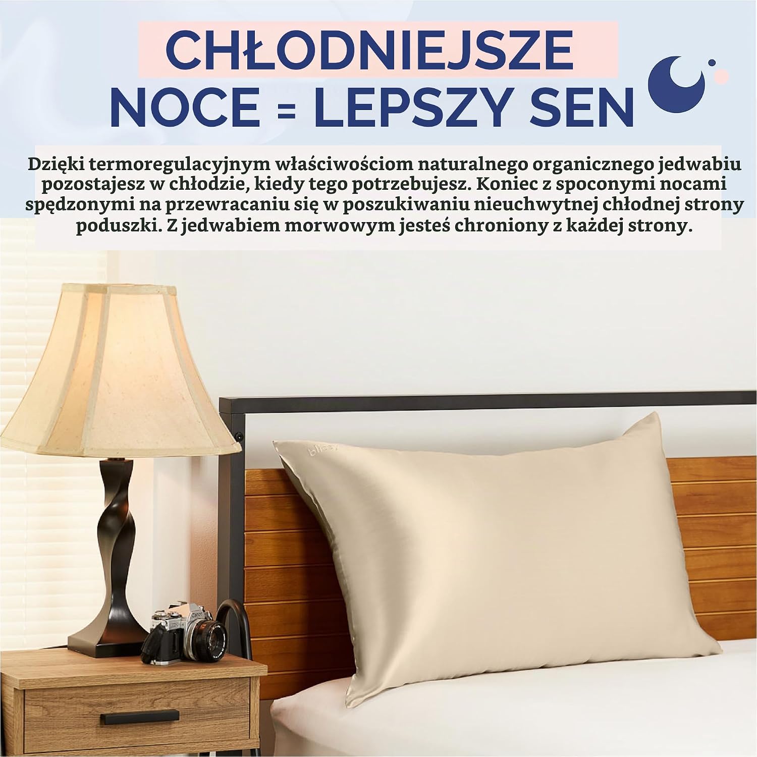 Detalle de BLISSY jedwabna poszewka na poduszkę Queen, jedwab morwowy 22 Momme 6A