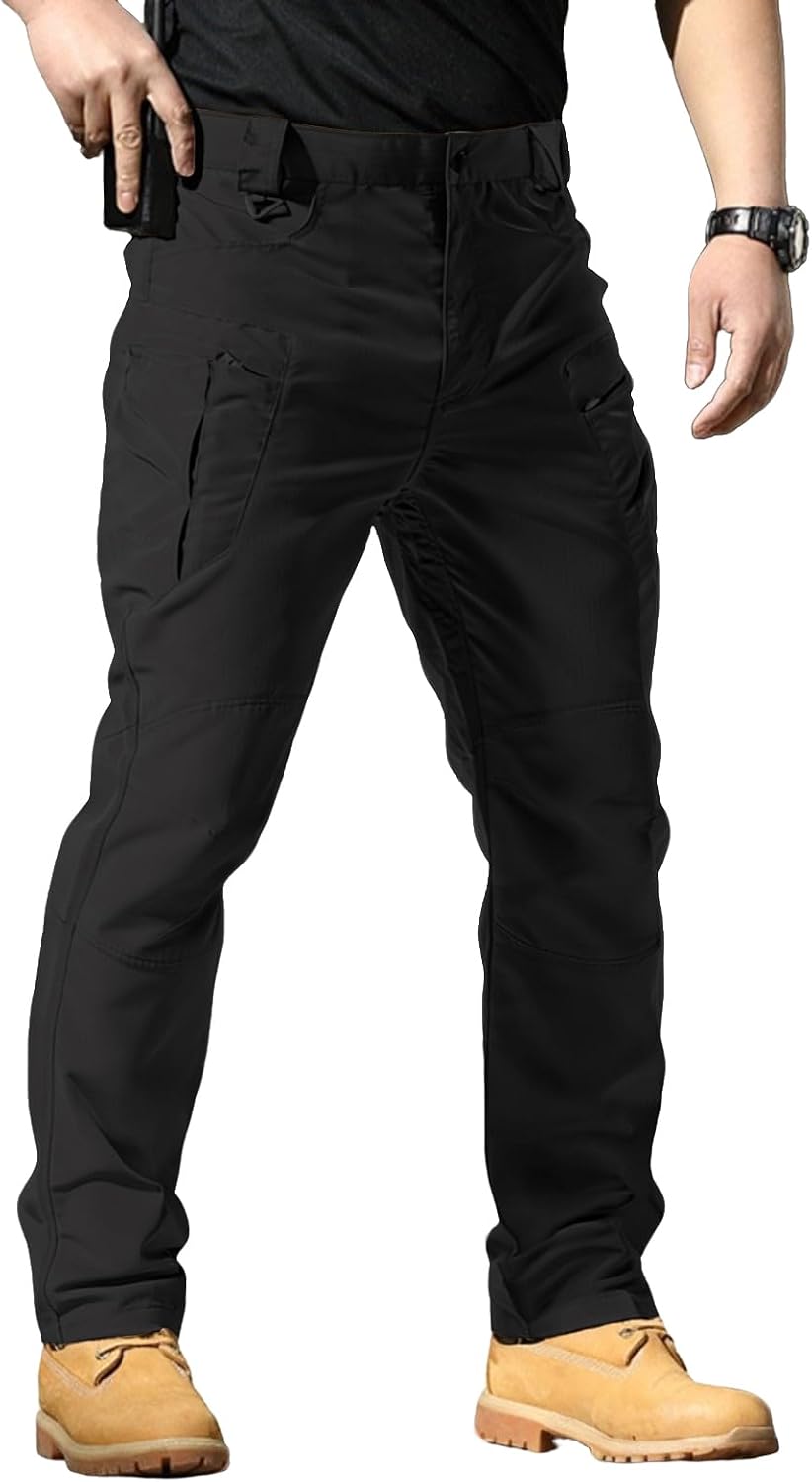 Detalle de Tooprvix Men's Tactical Cargo Pants, Stretch Ripstop, Water-Resistant, 6 Pockets