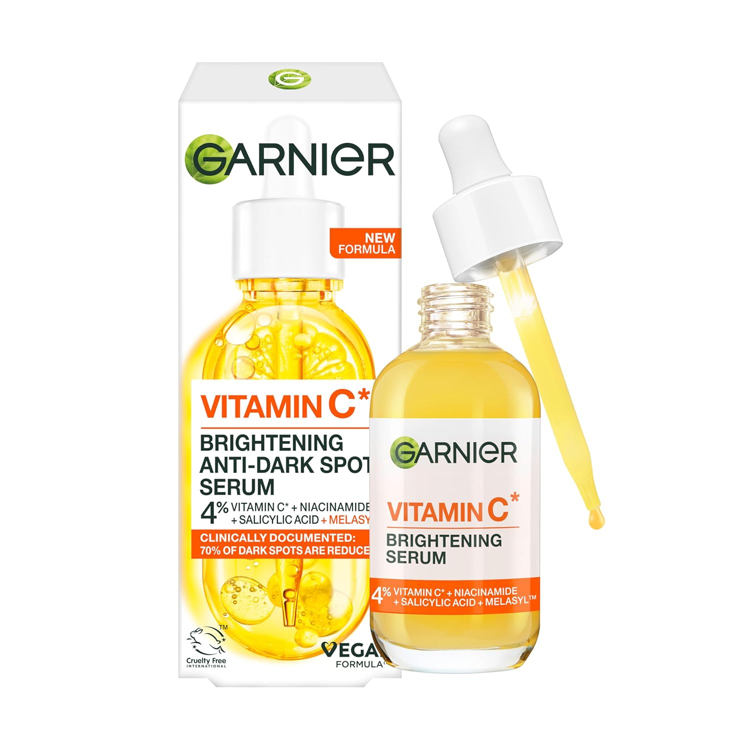 Detalle de Garnier Vitamin C Serum gegen Pigmentflecken – Glow Booster mit 4% Vitamin C (30 ml)