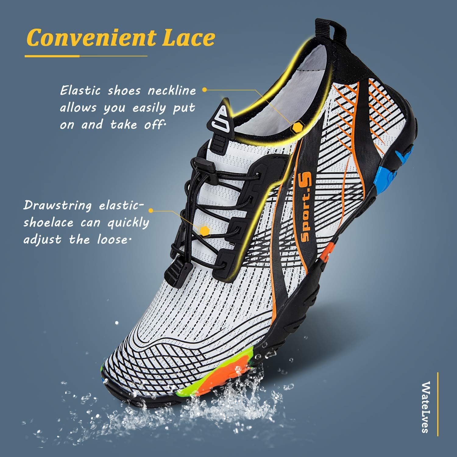 Detalle de WateLves Water Shoes: Quick-Dry Beach Shoes for Men and Women
