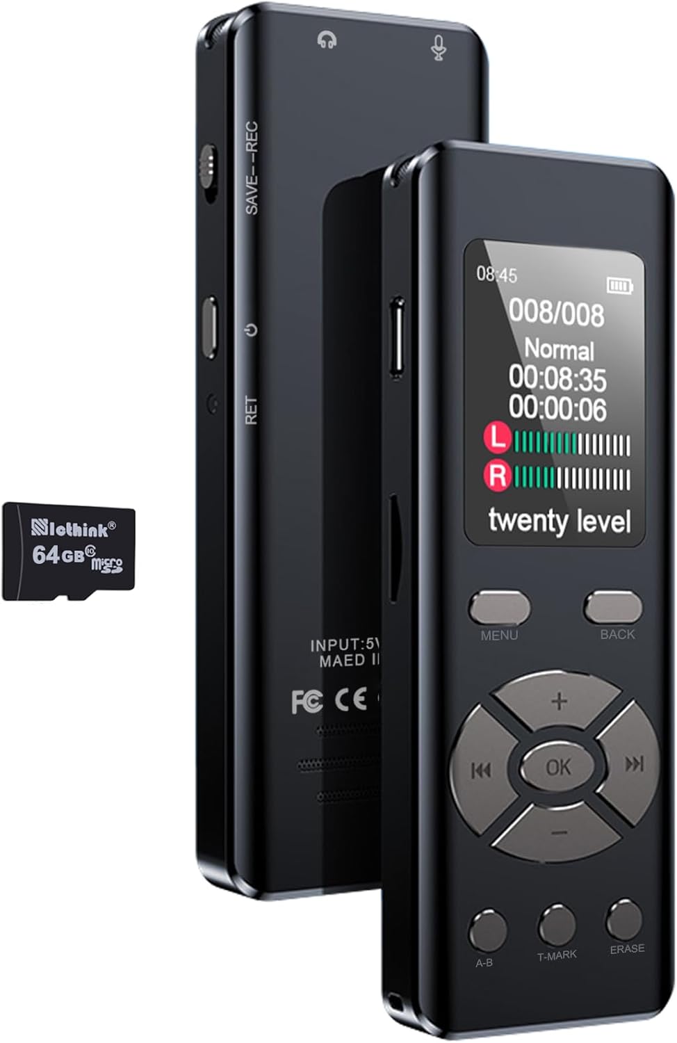 DISTANCEE 64GB Digital Voice Recorder — voice activated