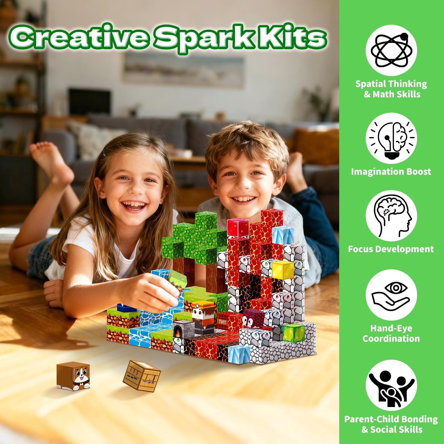 Detalle 2 de Thusine Magnetic Blocks 150-piece magnetic building blocks set for STEM play (age 3+)