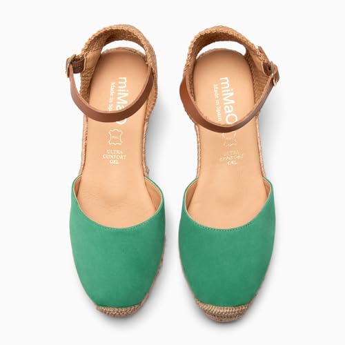 Detalle de MiMaO Espadrilles à Talon compensé Vert EU 36 — Confort et élégance made in Espagne