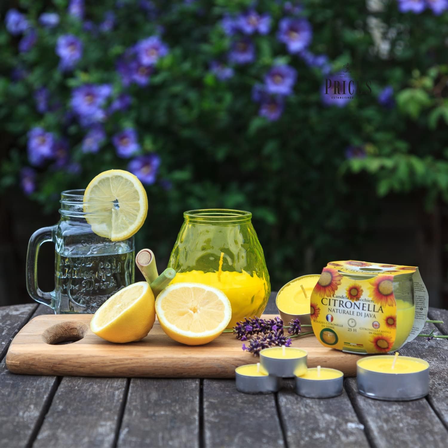 Detalle de Price’s Citronella Scented Tealights (Pack of 4 Maxi Tealights) – fly & insect repellent candles