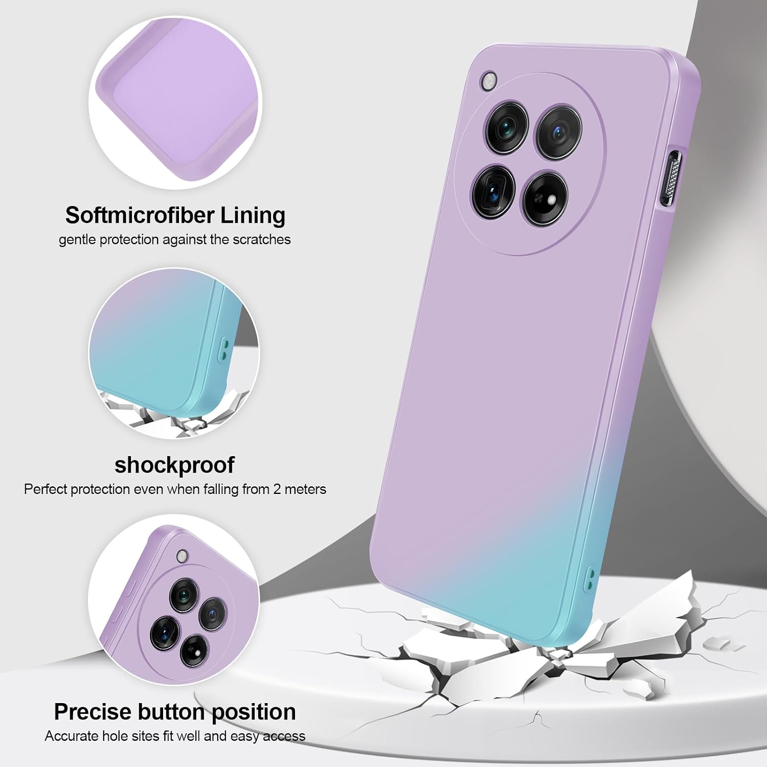 Detalle 2 de GiiYoon Hülle für OnePlus 12 – Hochwertiges Liquid Silicone Case, Rundumschutz in Lila