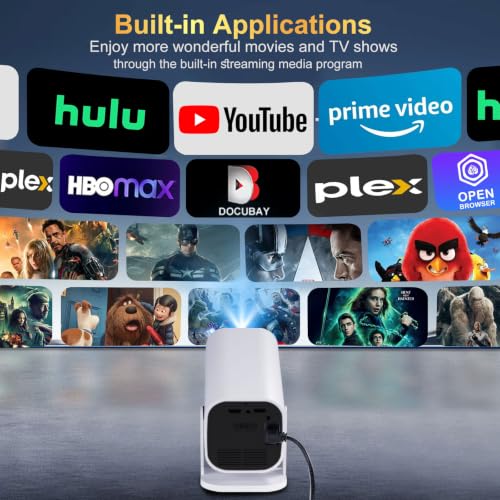 Detalle de YGSKK Mini Projector with Wifi & Bluetooth: Built-in Apps, 1080p Native, 4K Ready