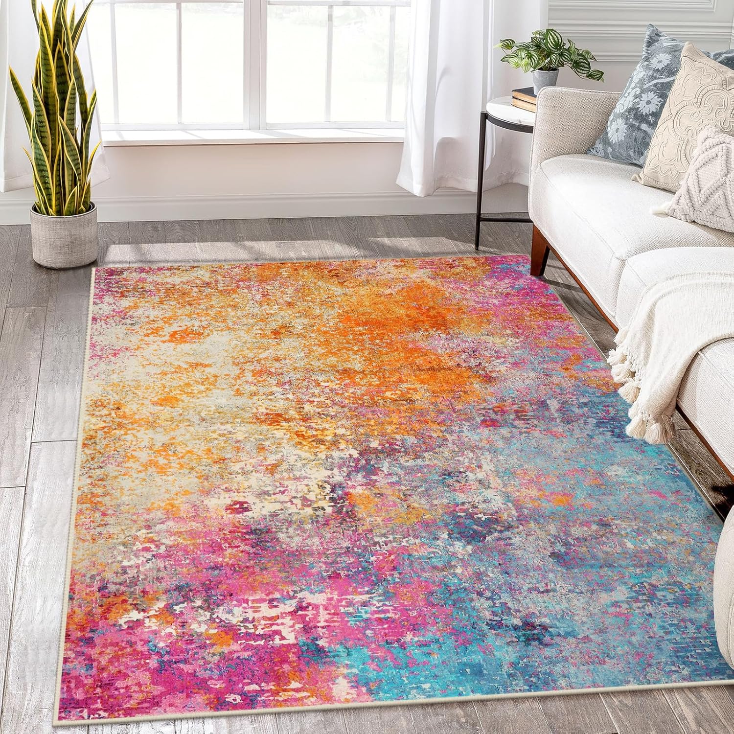 Lahome Abstract Area Rug 5x7 Low Pile