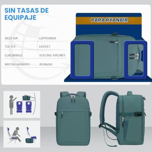 Detalle de Xkdoai Mochila de viaje 20 L, 40 × 27 × 20 cm, antirrobo y para portátil de 14 pulgadas