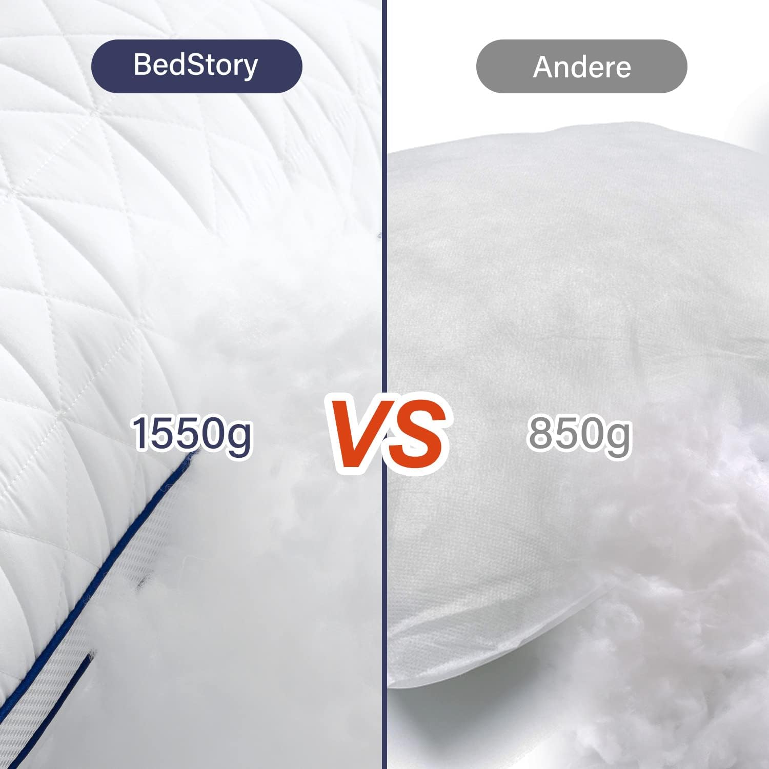 Detalle de BedStory Kopfkissen 80x80 2er Set