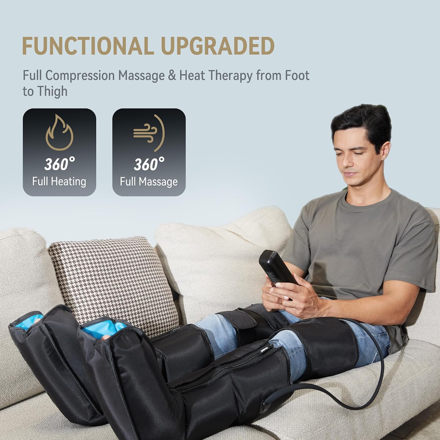 Detalle 2 de FIT KING Air Compression Leg Massager with Heat and LCD 1️⃣🦵🏻