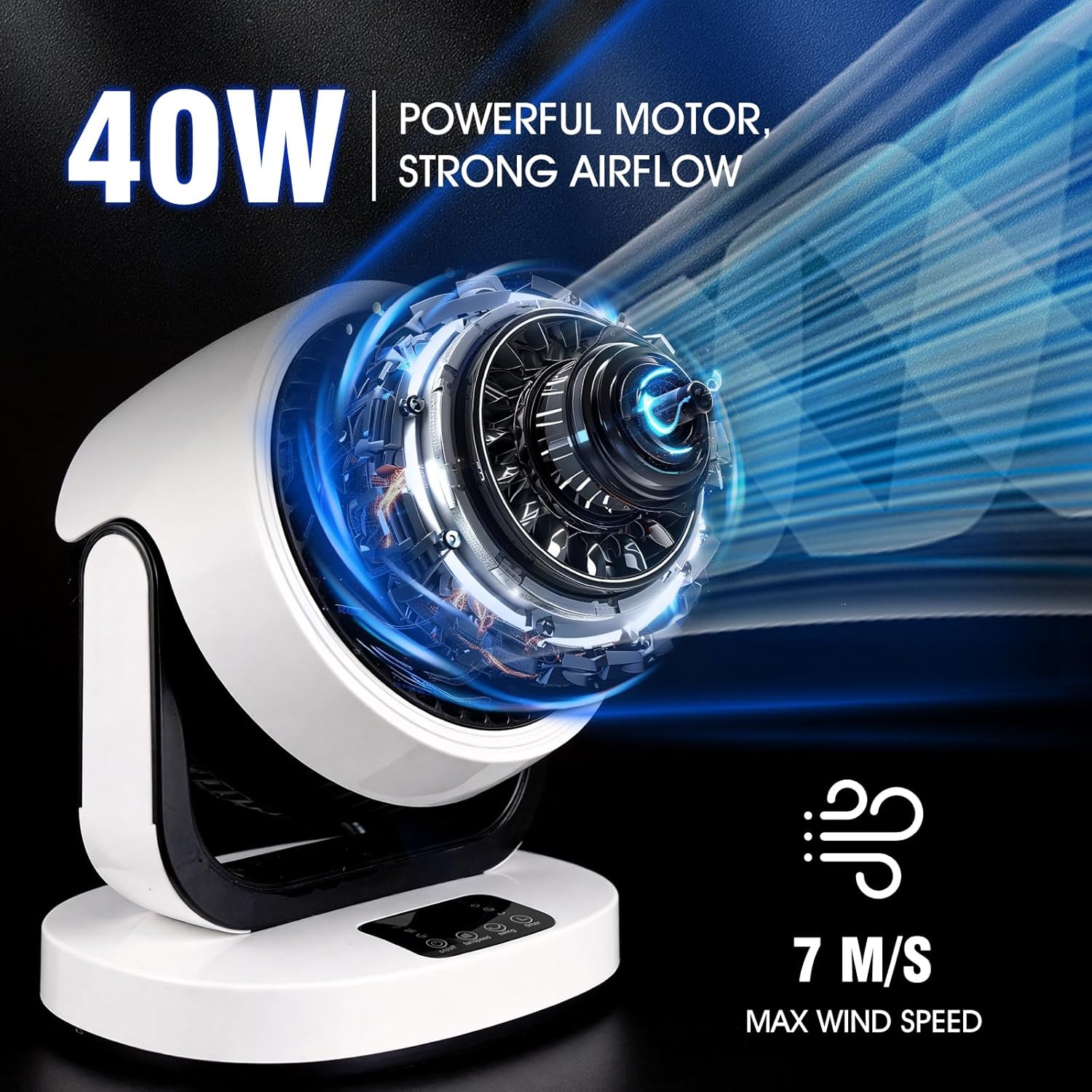 Thumbnail 1 de MBSM Air Circulator Desk Fan with 25 dB Quiet Operation, Touch Control, Remote & 70° Auto Oscillation