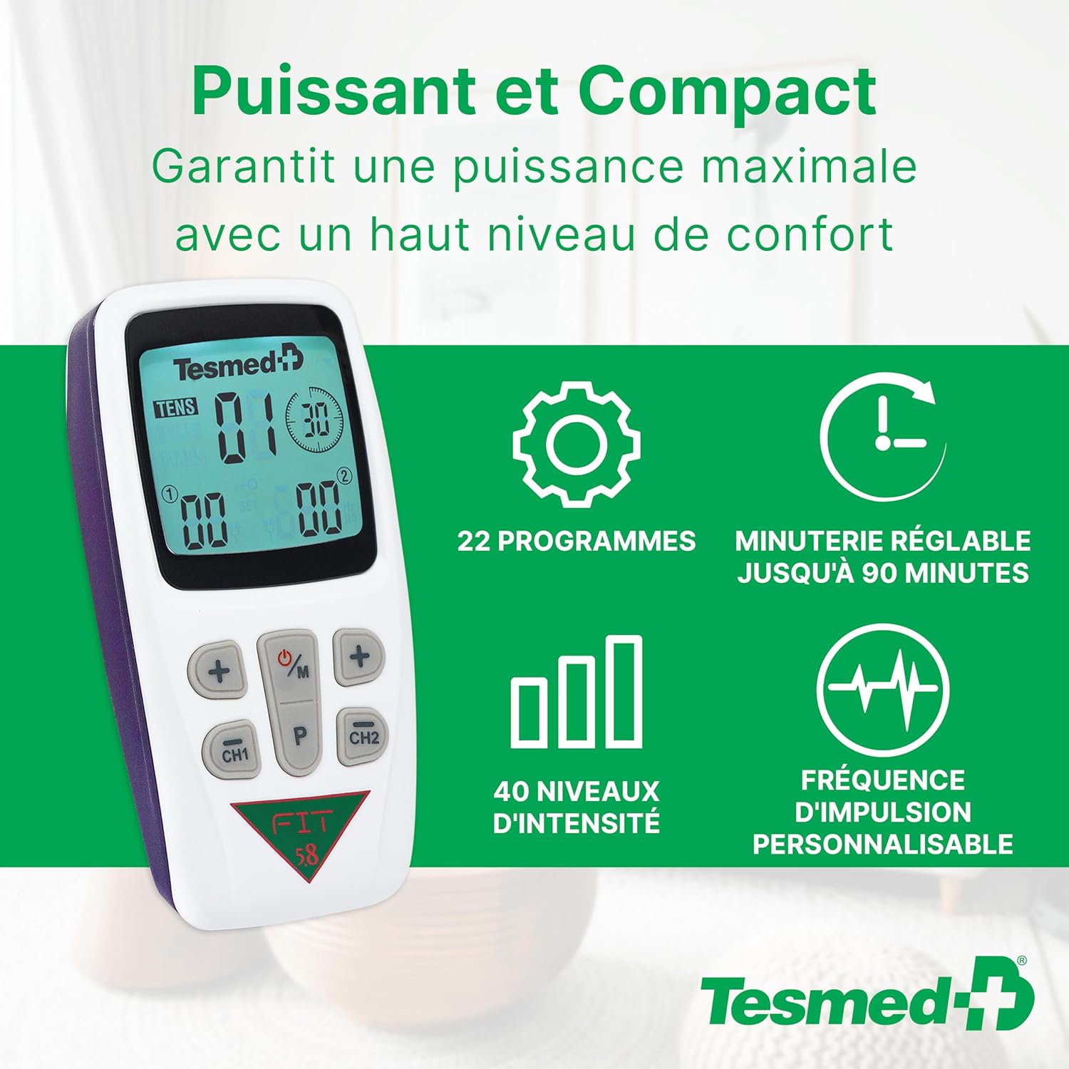 Thumbnail 5 de TESMED Fit Électrostimulateur musculaire 3 en 1 (EMS, TENS, Massage) – 22 programmes et 6 personnalisables