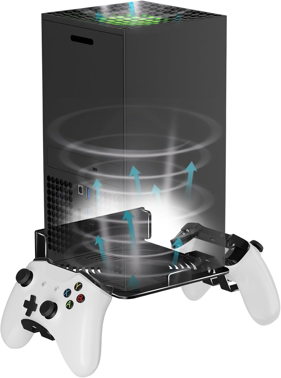 Detalle de Bricok Aluminium Alloy Wall Mount Kit for Xbox Series X with Controller Stands and Ventilation Shelf (Black)