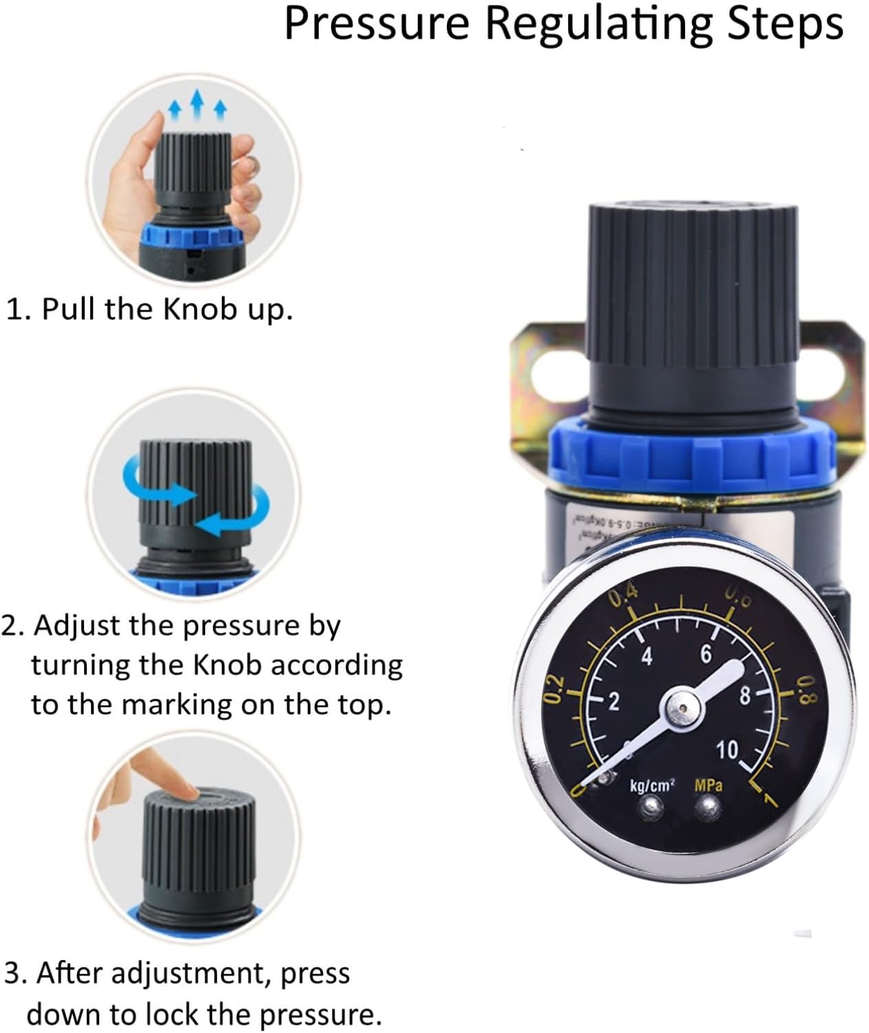 Detalle 2 de ZHONG AN Air Pressure Regulator with Gauge & Bracket for 1/4" NPT Air Compressor Systems