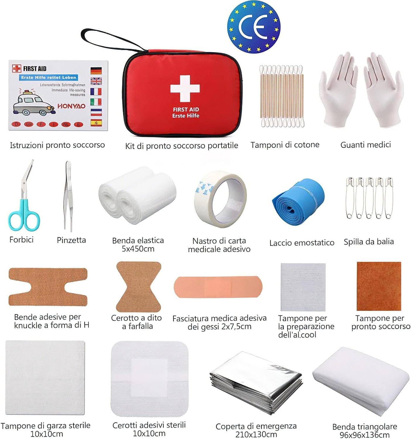 Thumbnail 1 de HONYAO Kit pronto soccorso portatile 90 pezzi per viaggio e casa