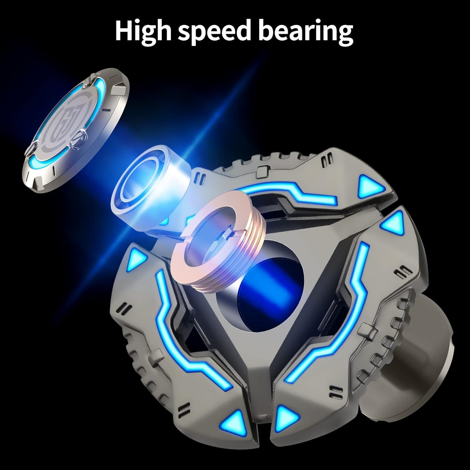 Detalle de Coolden Fidget Spinner „Dunkel leuchtend“ aus Metall (Modell: rund, braun) für Anti-Stress