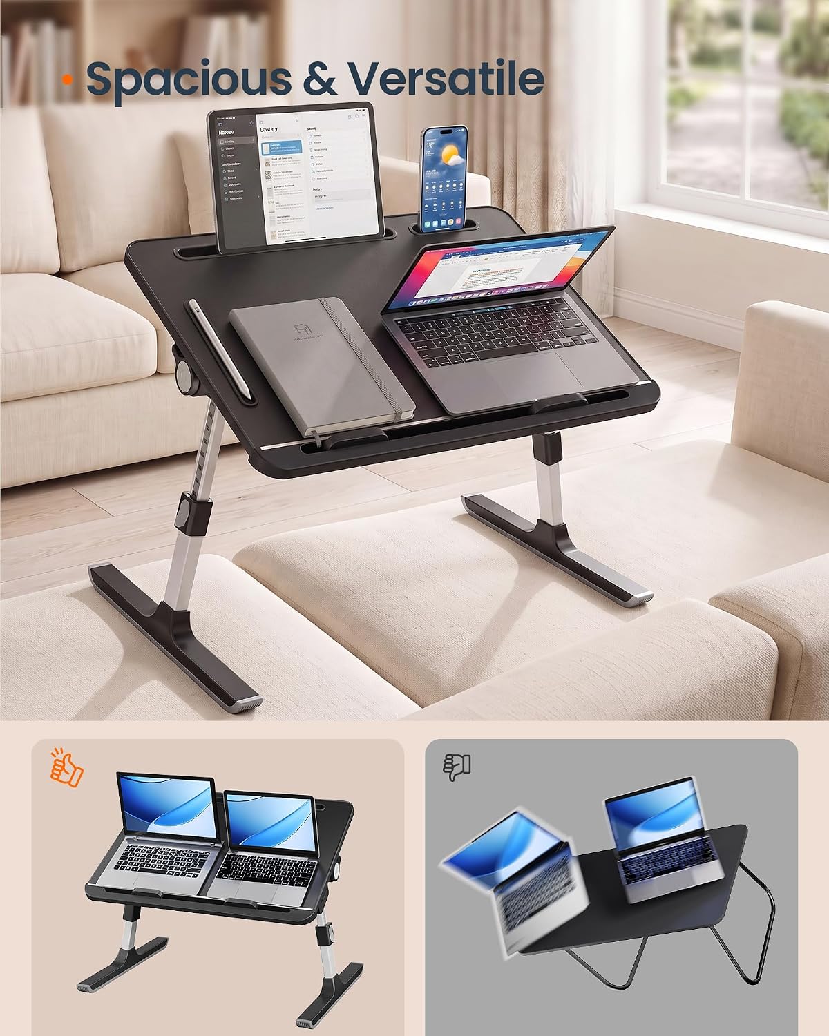 Detalle de SONGMICS HOME Adjustable Laptop Desk, 55.1 lb Capacity