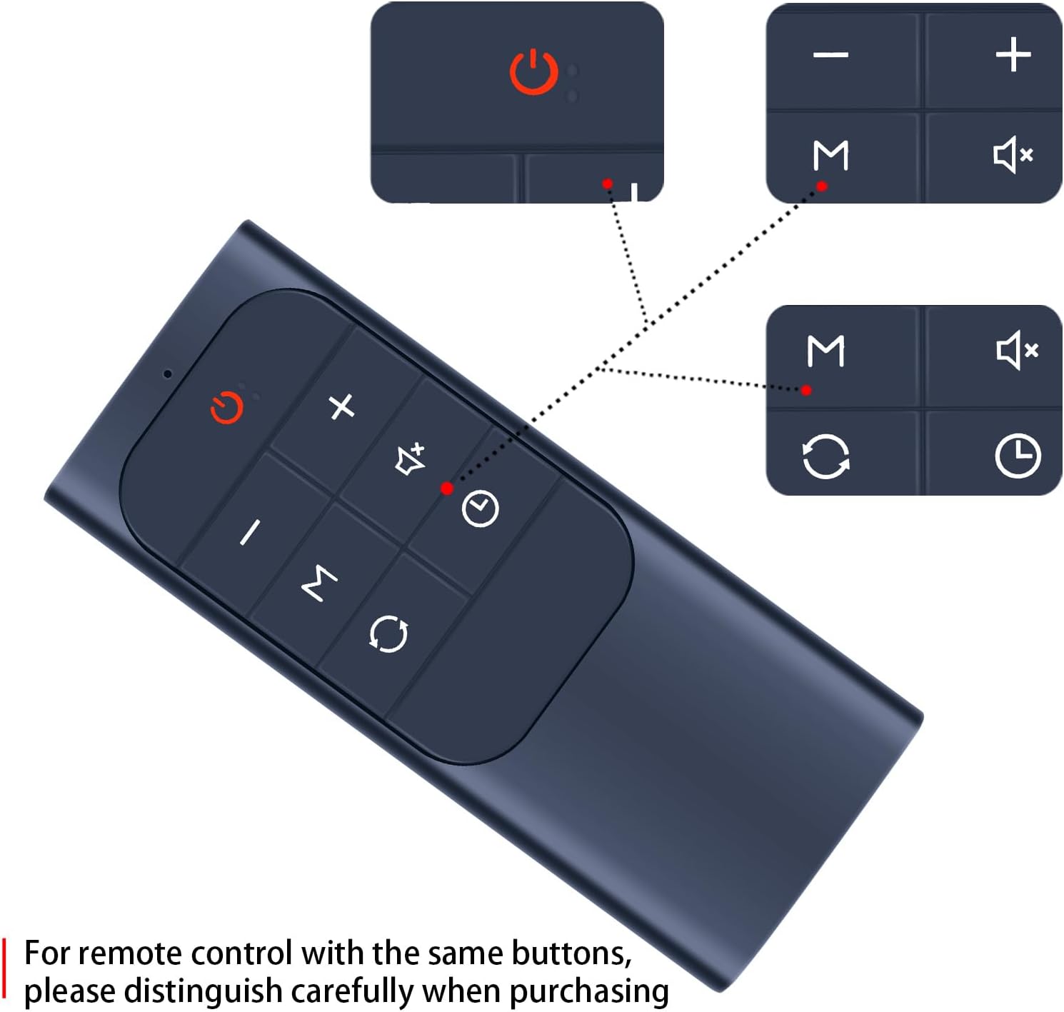 Thumbnail 6 de TCNOUMT replacement remote control for Dreo General SerialTower fan & space heater (CR2025, black)