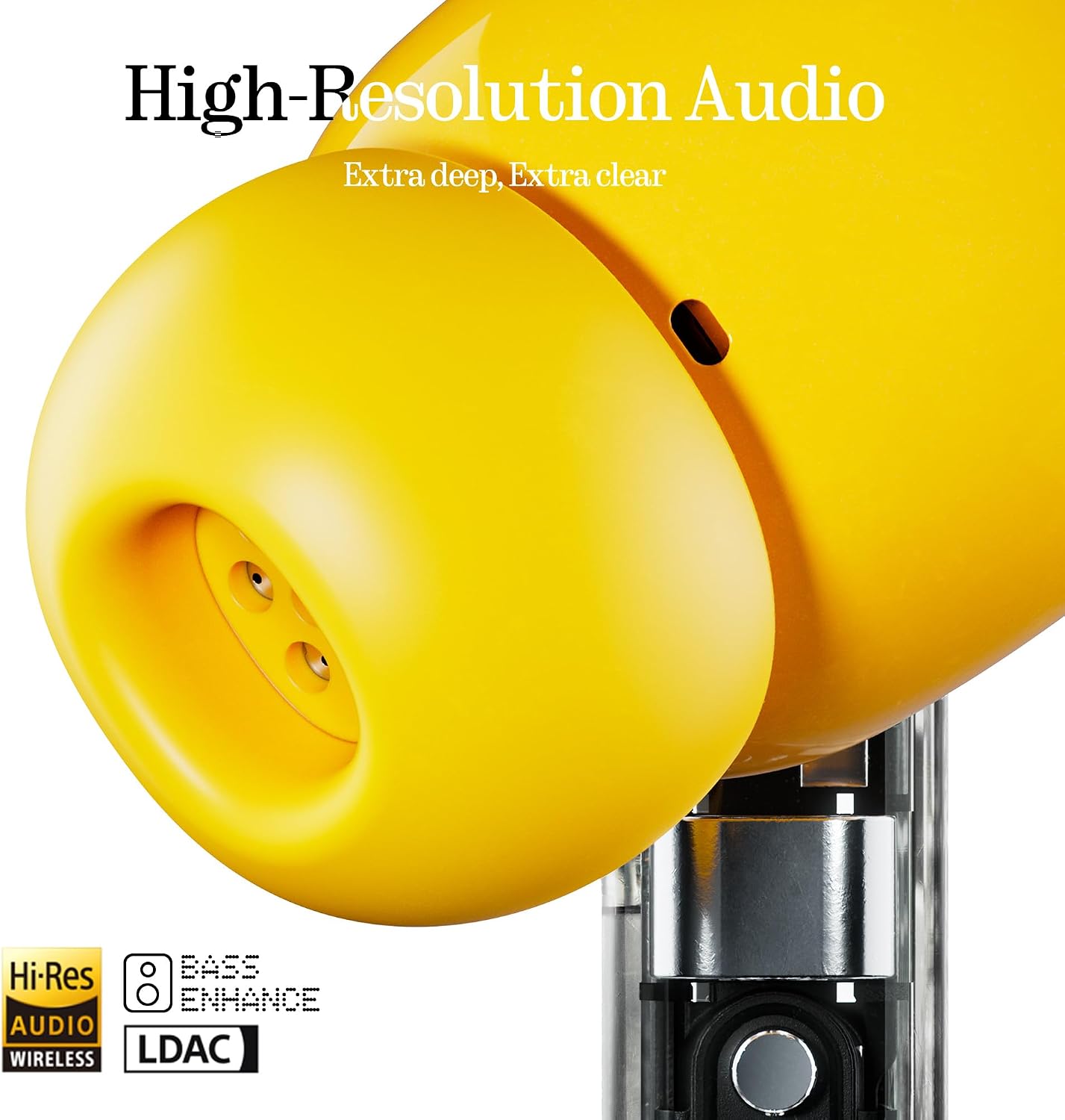 Detalle de Nothing Ear (a) – Cuffie Bluetooth con cancellazione attiva del rumore e audio Hi-Res, color giallo
