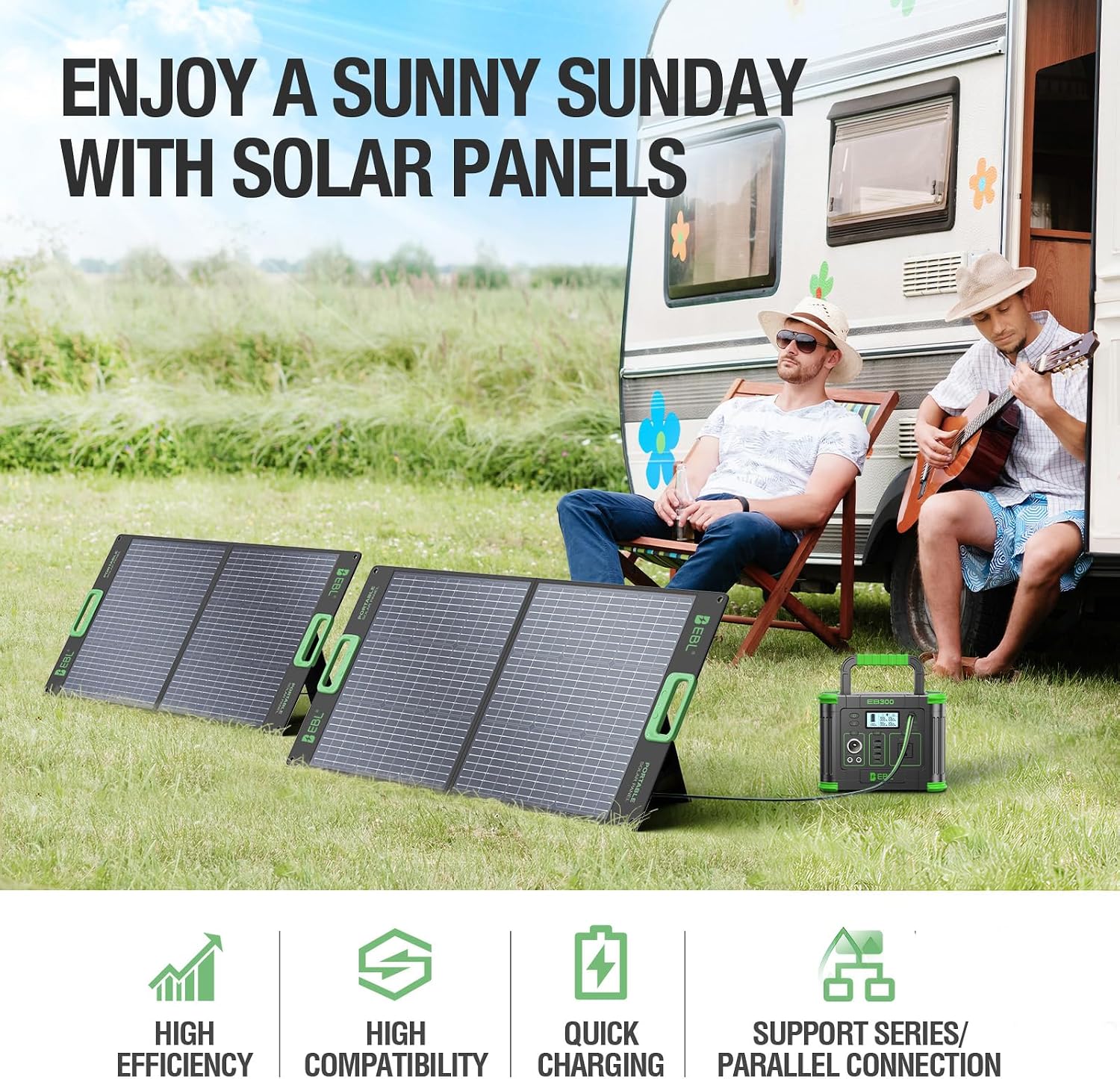 Thumbnail 5 de GRECELL 100W Portable Solar Panel for Power Station (23.5% ETFE Foldable, IP65)