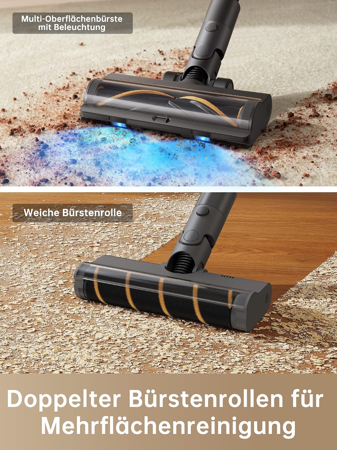 Detalle de Dreame R20 Kabelloser Staubsauger – starke 22.000 PA, 90 Min Laufzeit, Tierhaar- und Teppich-Performance