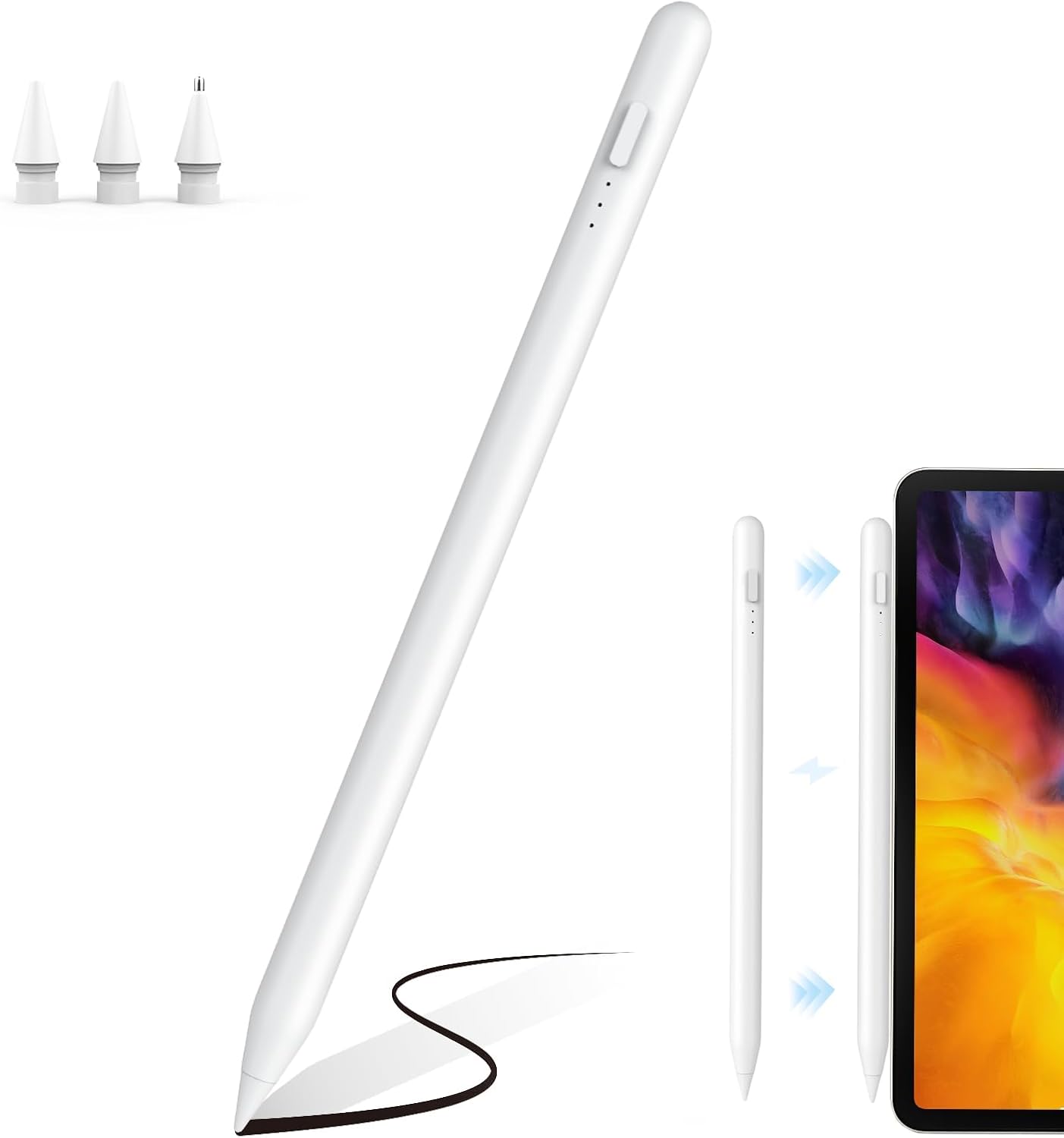 MEKO Stift für iPad – Apple Pencil 2. Generation, magnetische kabellose Schnellaufladung & Neigungserkennung
