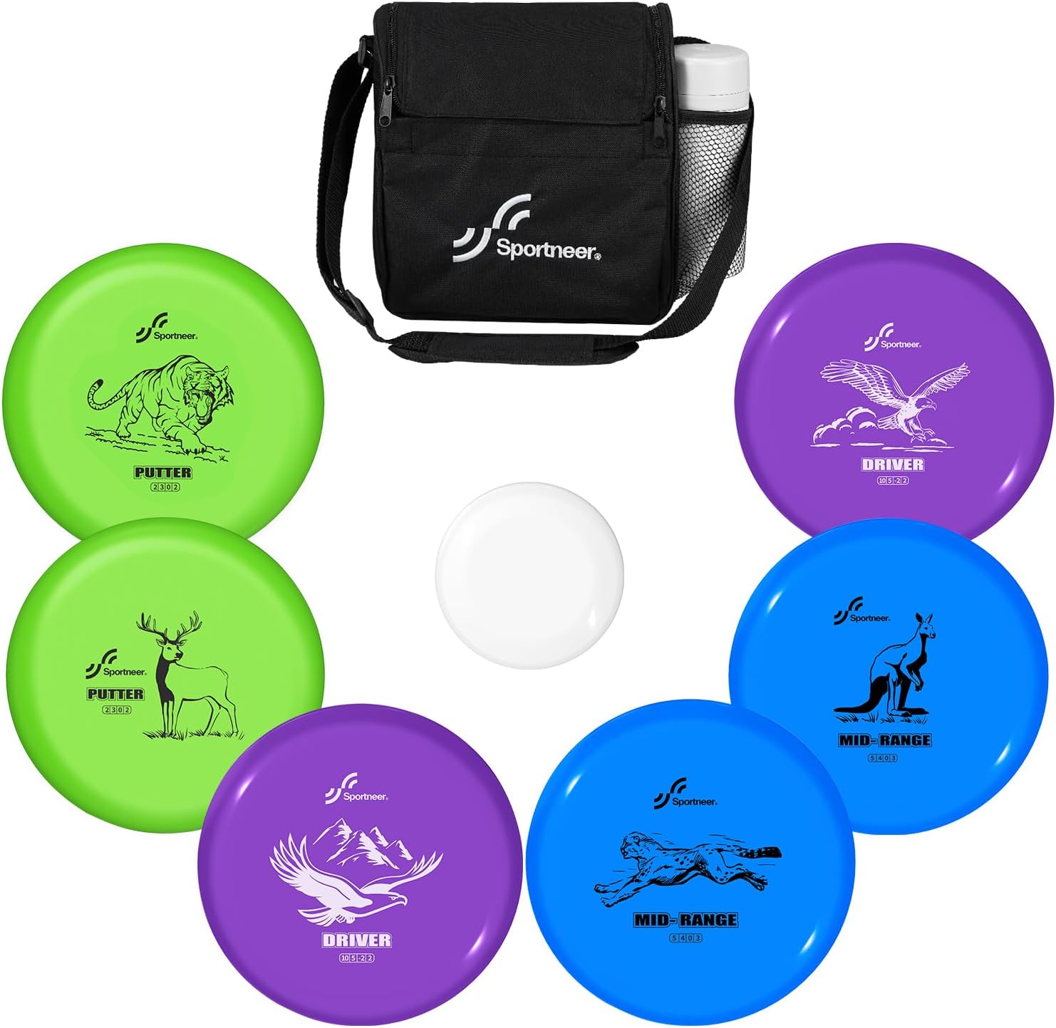 Sportneer Disc Golf Discs Set: 6-Piece Starter Kit with Backpack and Mini Marker