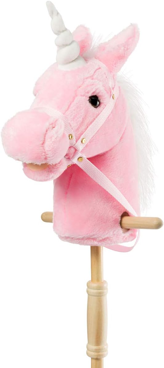 Thumbnail 6 de iBonny 36-Inch White Hobby Horse with Grip Handles and Wheels Unicorn Plush Toy