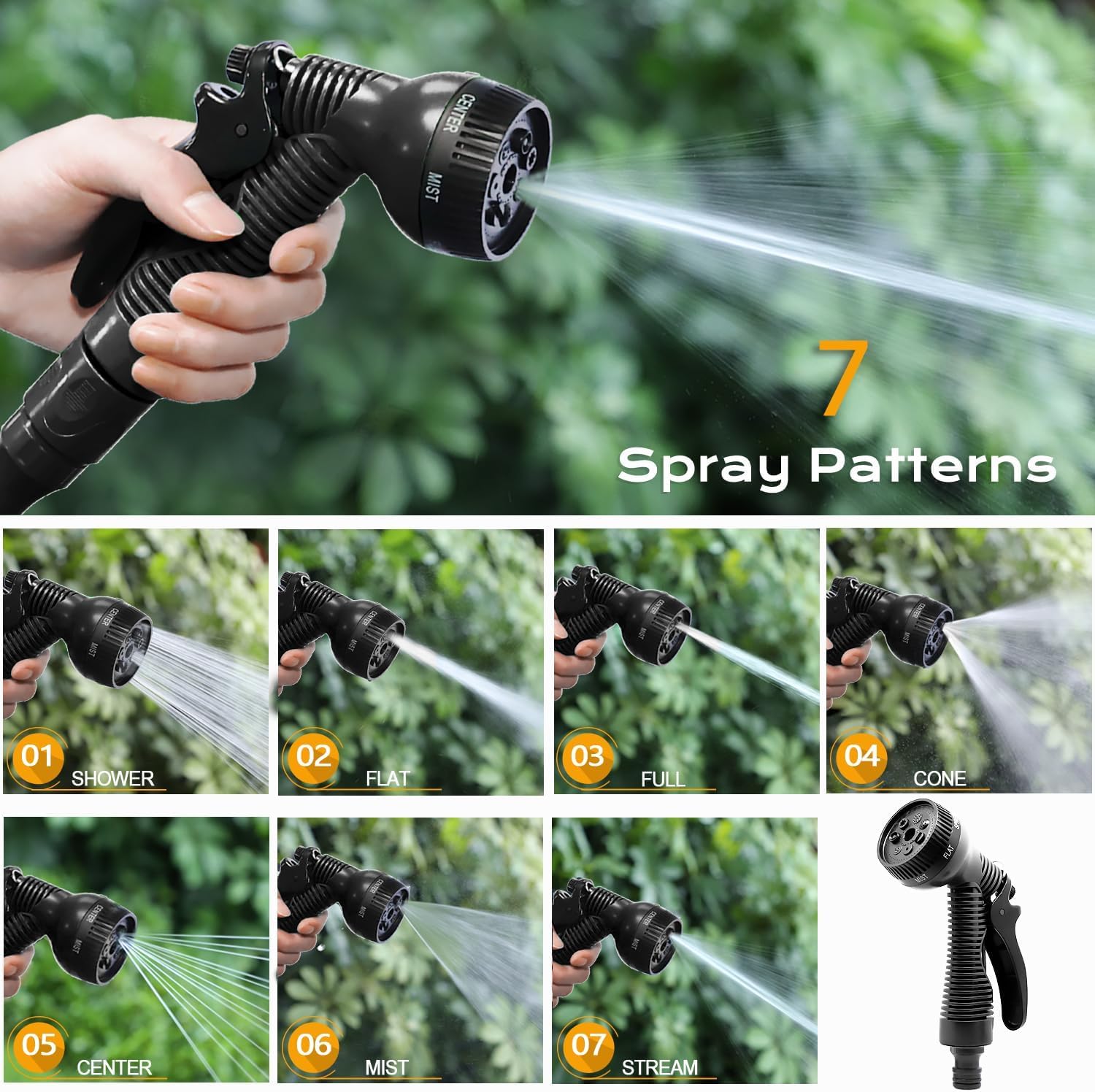Detalle 2 de HOMOZE 100ft Expandable Garden Hose with 7‑function nozzle