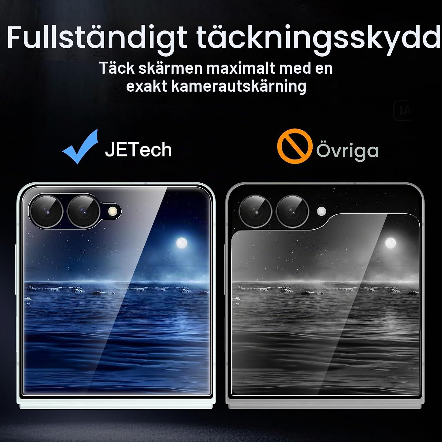 Detalle de JETech Samsung Galaxy Z Flip 7 främre skärmskydd i PET, 3-pack, HD-klart