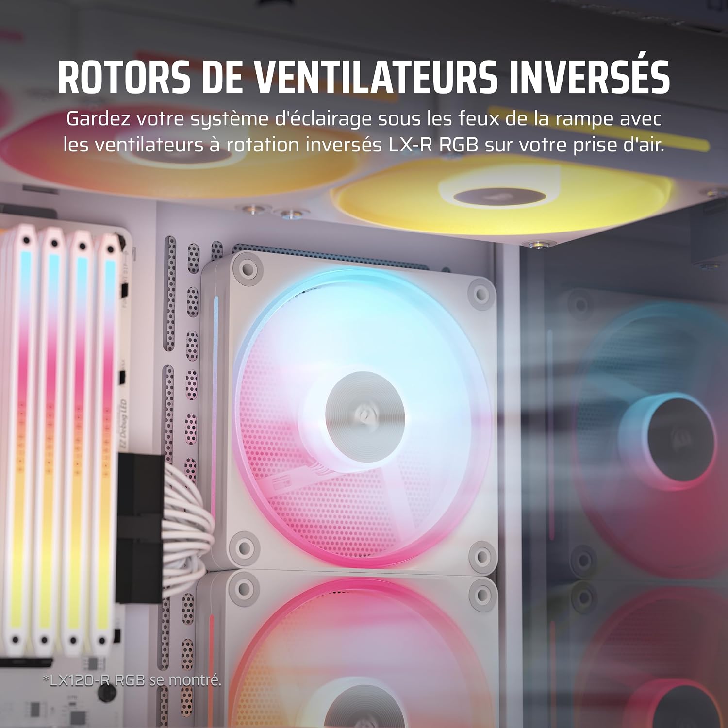 Detalle de CORSAIR iCUE LINK LX140-R RGB CO-9051056-WW 140 mm PWM-ventilatorset, wit