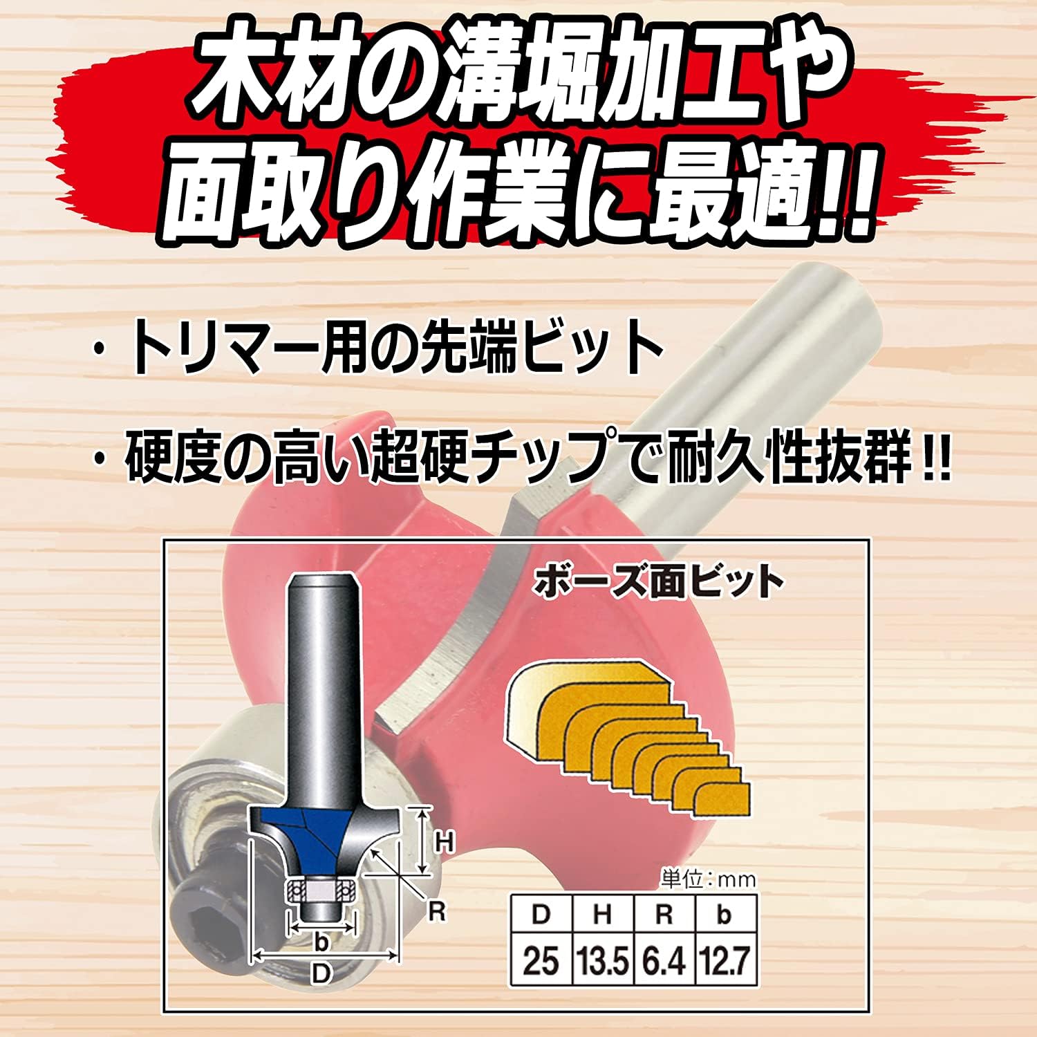 Thumbnail 3 de SK11 SRB-9 ルーター・トリマービット ボーズ面 25mm 超硬チップ・ベアリング付き