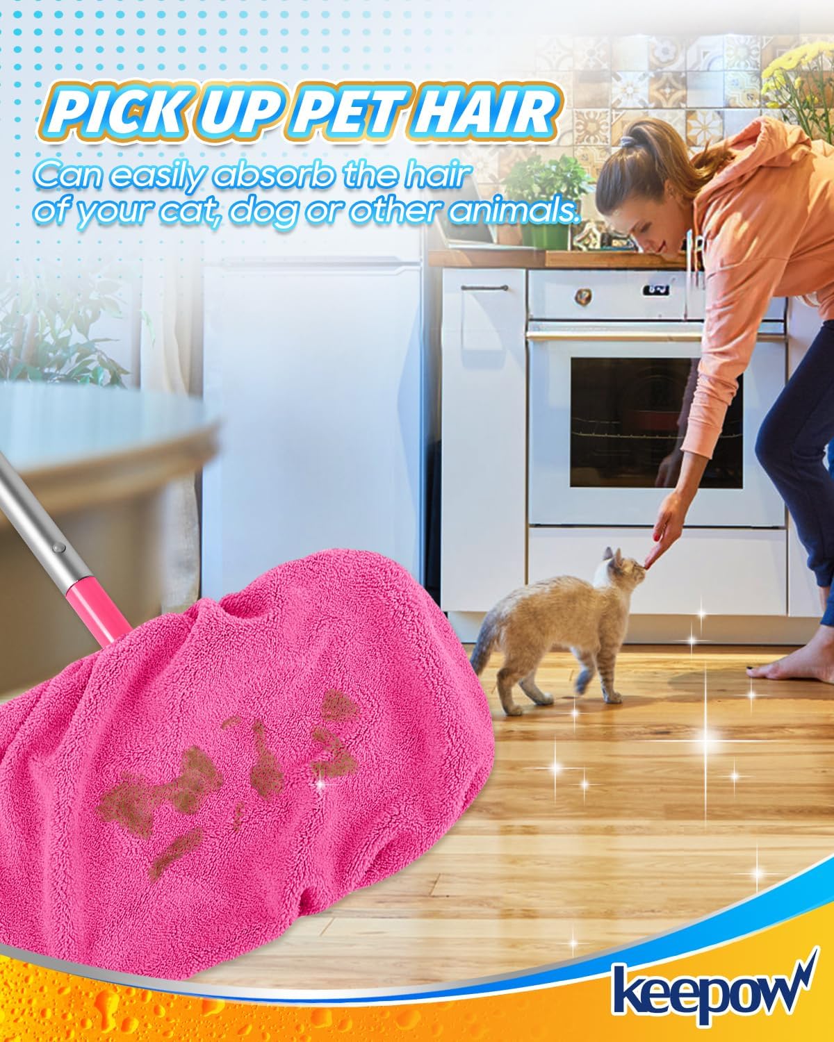 Thumbnail 6 de Keepow 5701MCA8 Reusable Mop Pads, 8 Pink Coral Fleece Covers