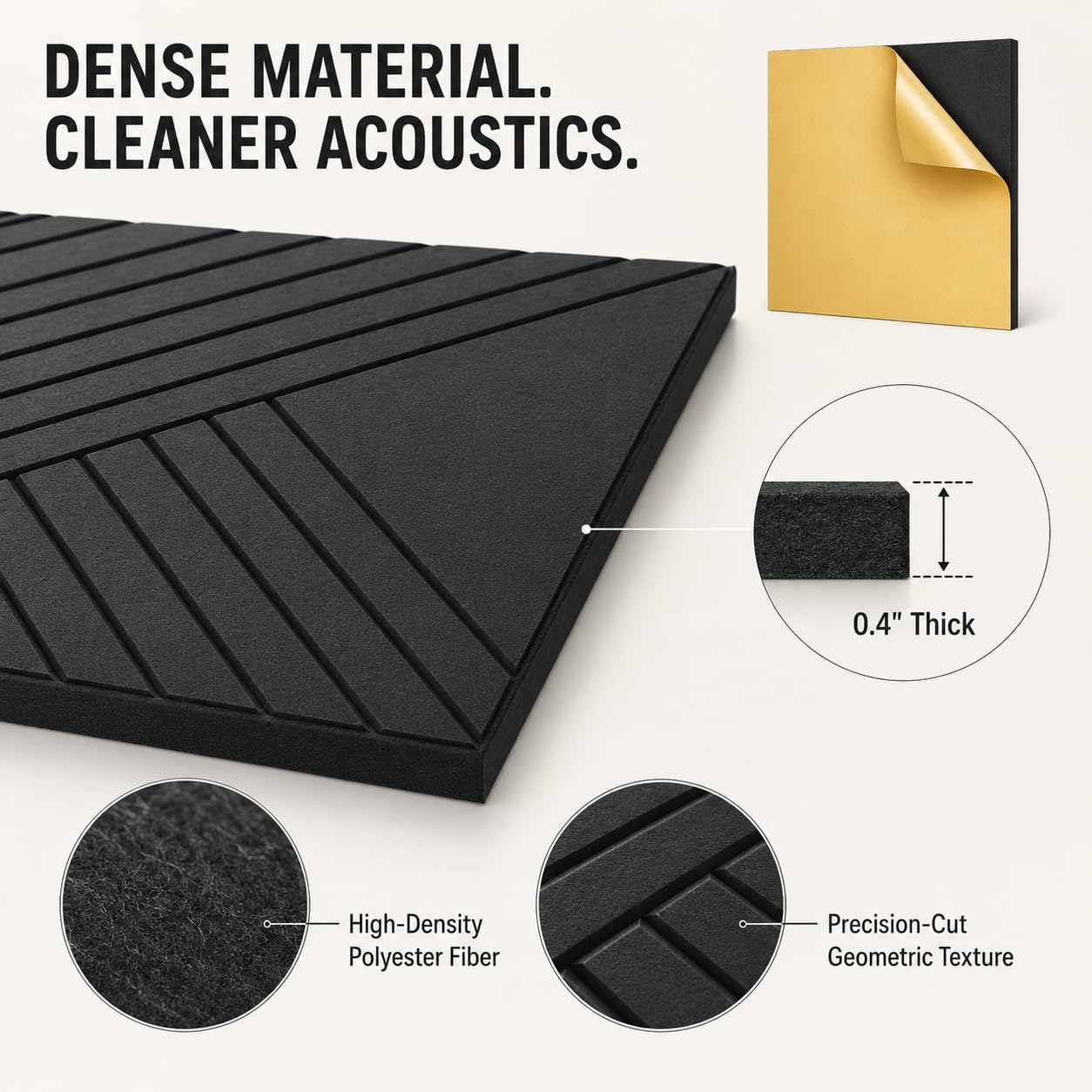 Detalle 2 de Temgcuam DB01 Acoustic Wall Panels, 6-Pack, Peel-and-Stick, 60 x 40 in Coverage