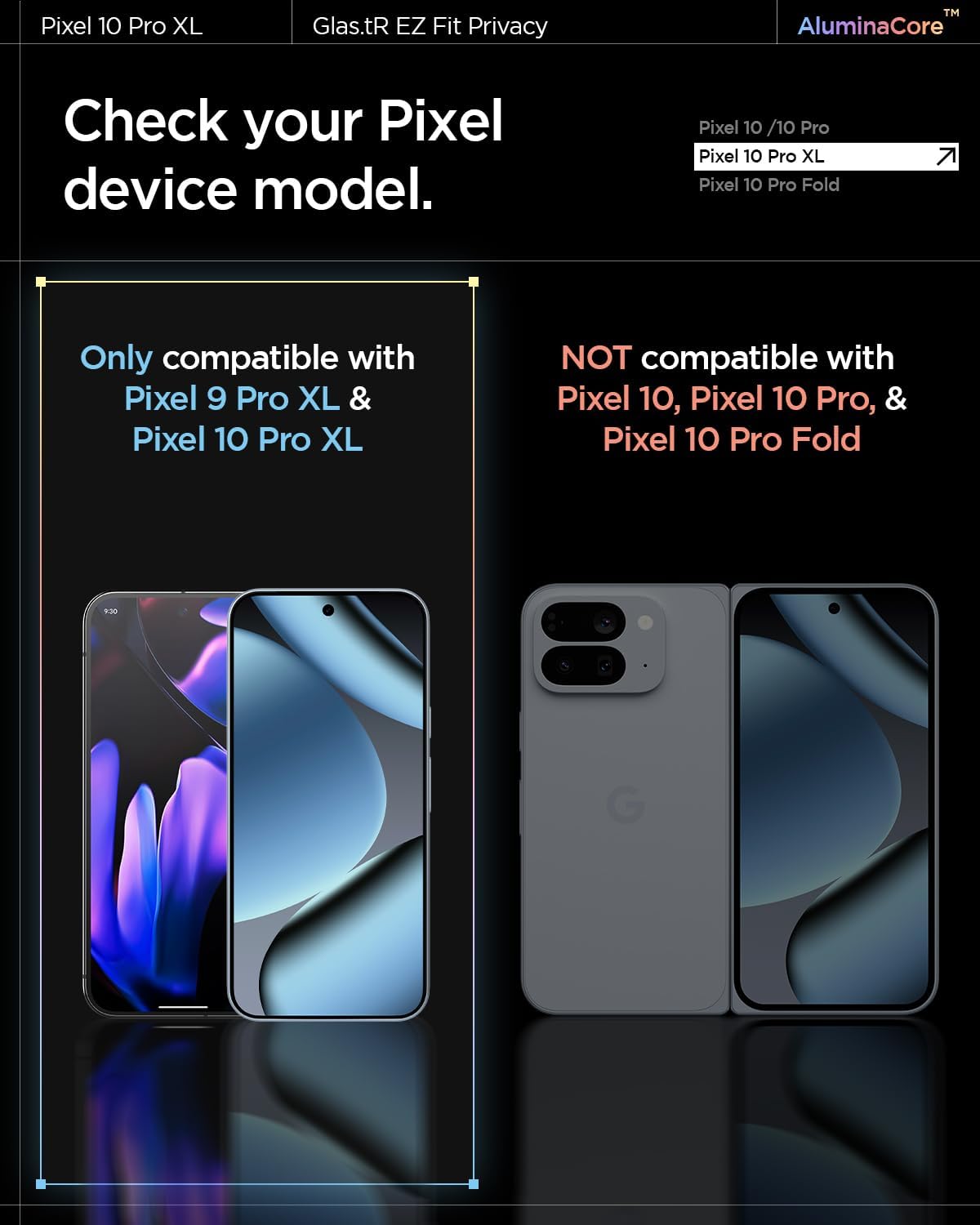 Detalle de Spigen Glas.tR EZ Fit in vetro temperato anti-spia per Google Pixel 10 Pro XL e Pixel 9 Pro XL (2 pezzi)