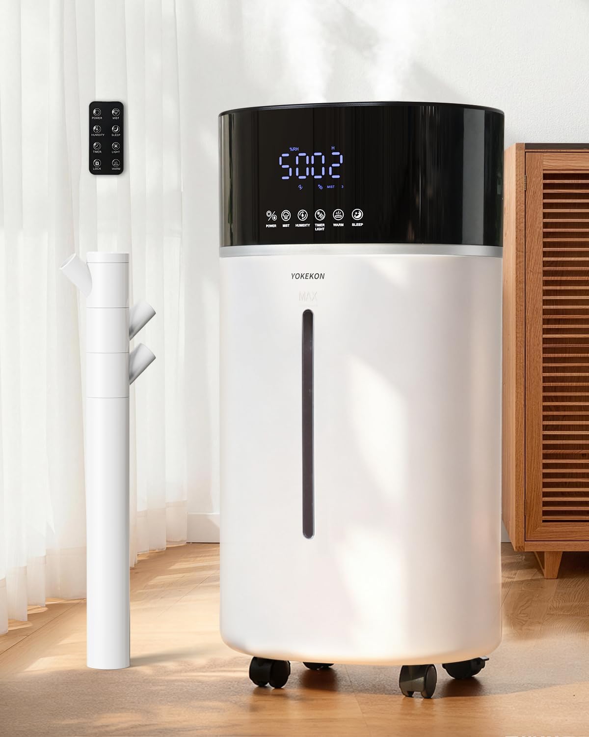 Detalle de YOKEKON KC-MH-303-CA Cool and Warm Mist Humidifier, 18 L, 2,500 sq ft
