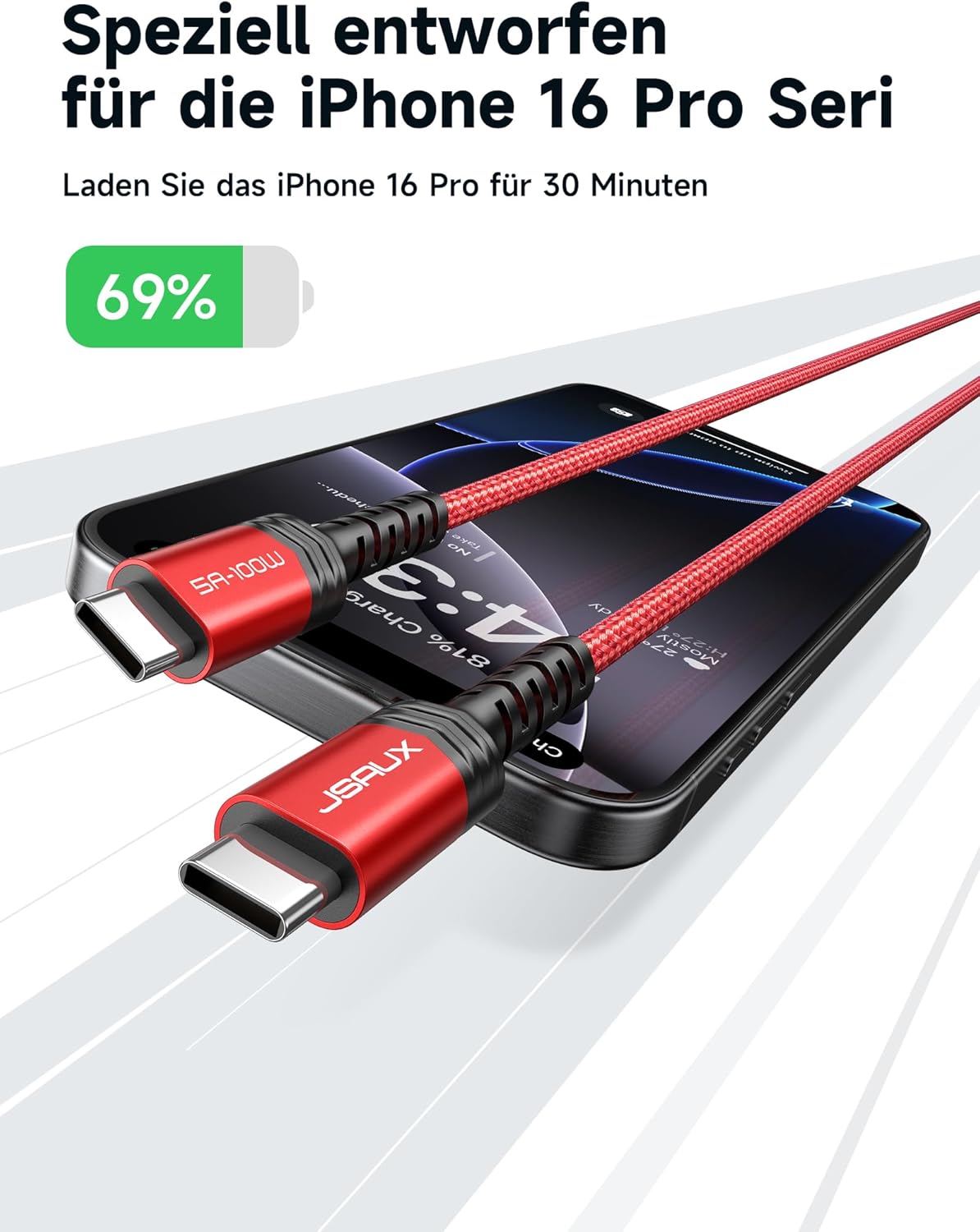 Thumbnail 1 de JSAUX USB C Kabel 100W 2er Pack