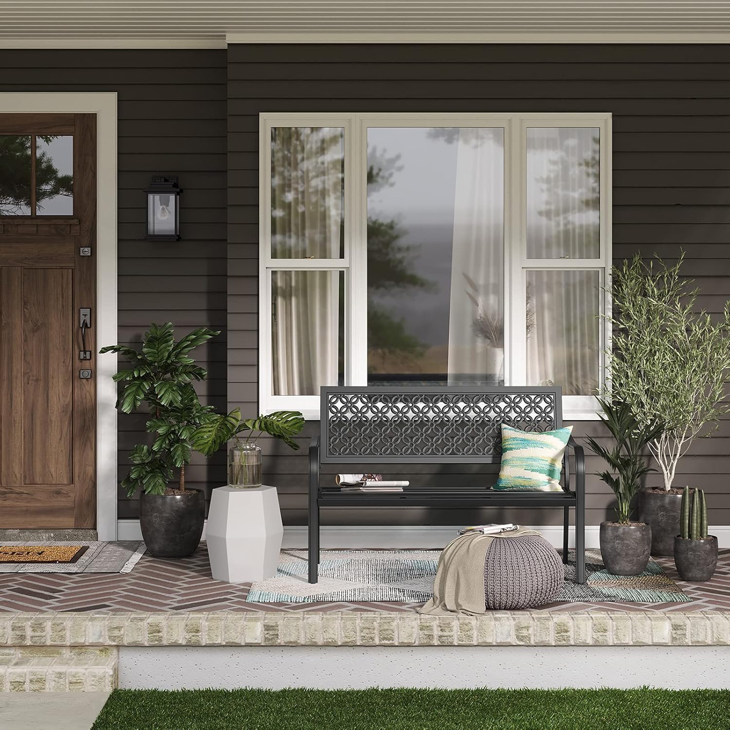 Thumbnail 1 de Grand patio Grand Patio garden bench (2–3 seater) in black – rust-resistant powder-coated steel