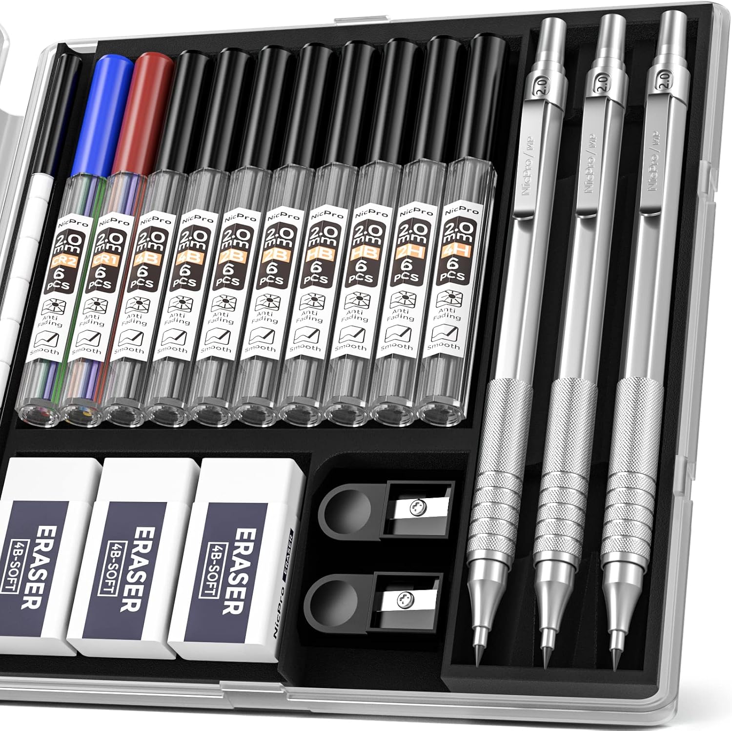 Detalle de Nicpro 2mm Matite meccaniche set 3 pezzi ✏