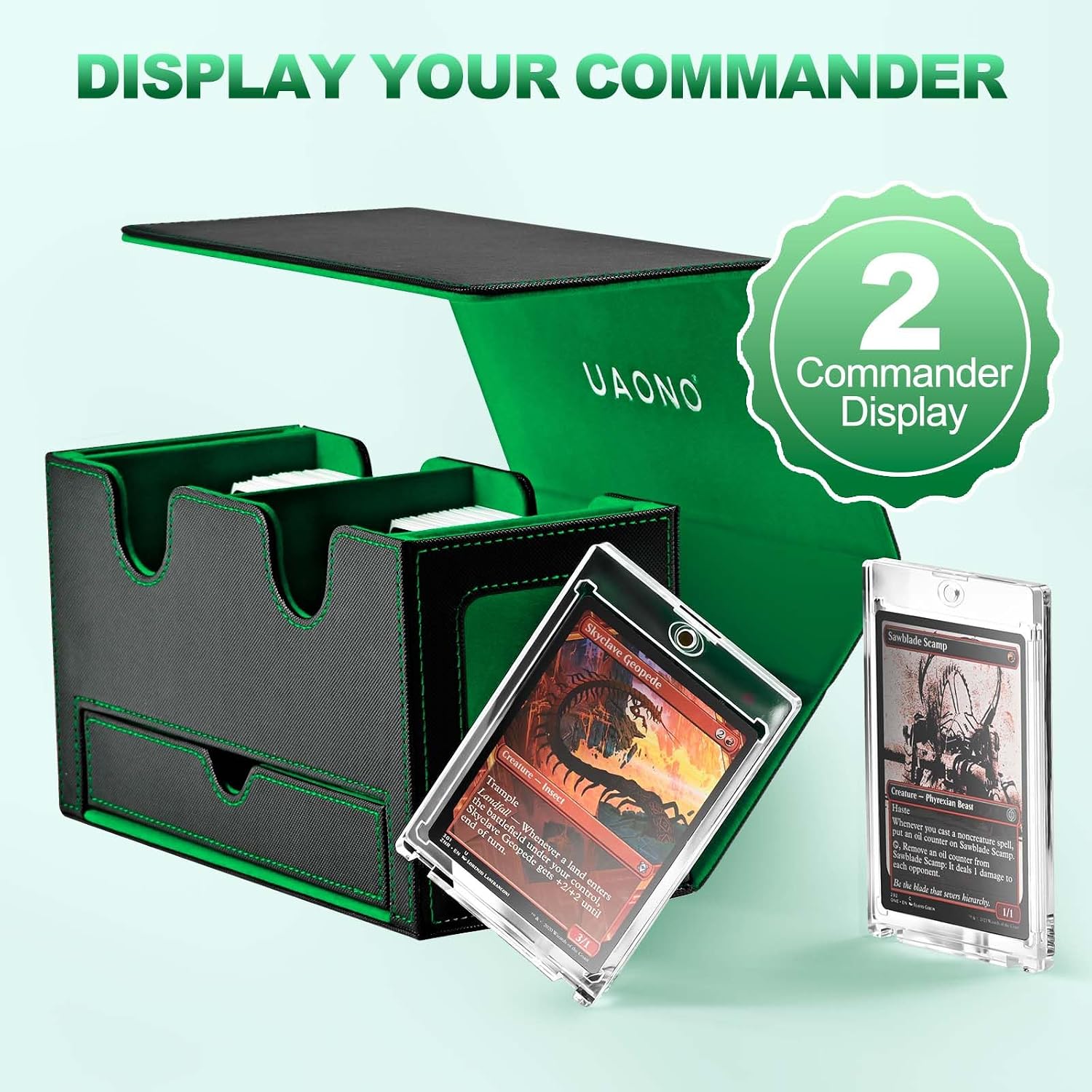 Thumbnail 1 de UAONO Karten-Organizer für MTG – Doppelkarten-Box mit Commander-Displays, Würfelablage und magnetischem Verschluss