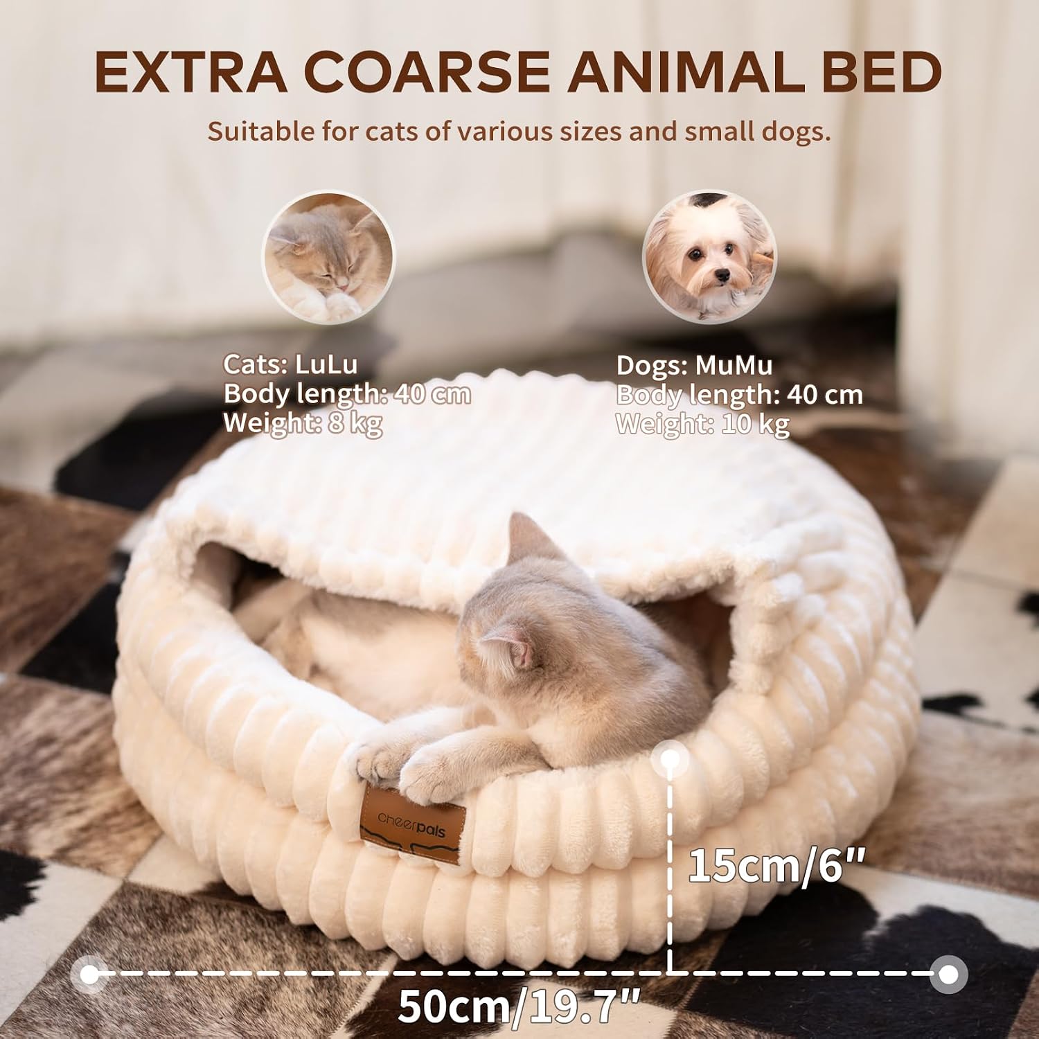Detalle 2 de CheerPals Cat Bed with Cover 50 cm – Washable Cosy Cave