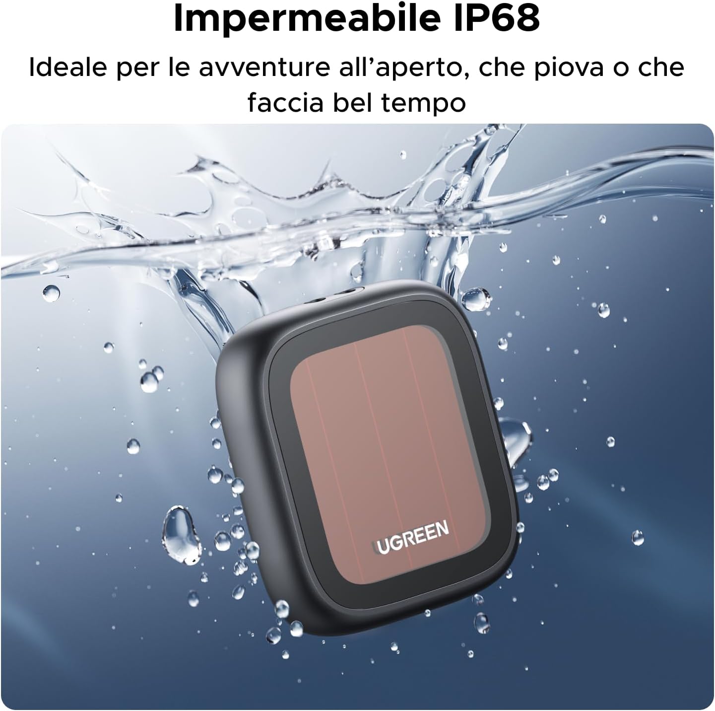 Detalle 2 de UGREEN FineTrack Pro Smart Finder: Localizzatore IP68 con ricarica solare per chiavi, bagagli e oggetti
