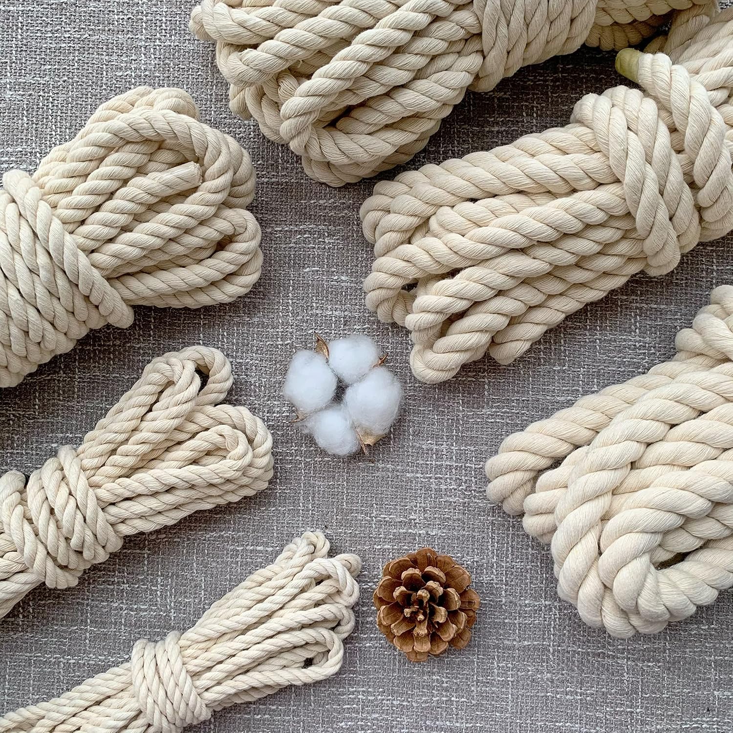 Thumbnail 3 de Nissary 4mm Thick White Cotton Rope (25m) for macramé, plant hangers and DIY crafts