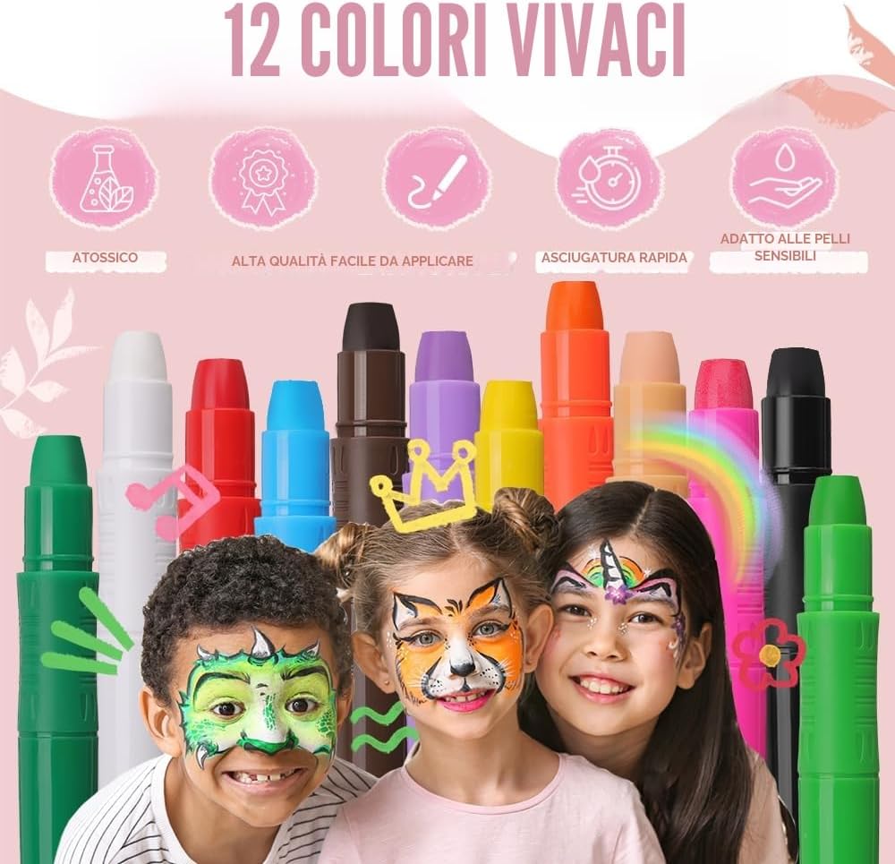 Detalle 2 de Beesjuy 12 Colori Body Painting: trucco sicuro per bambini e family fun