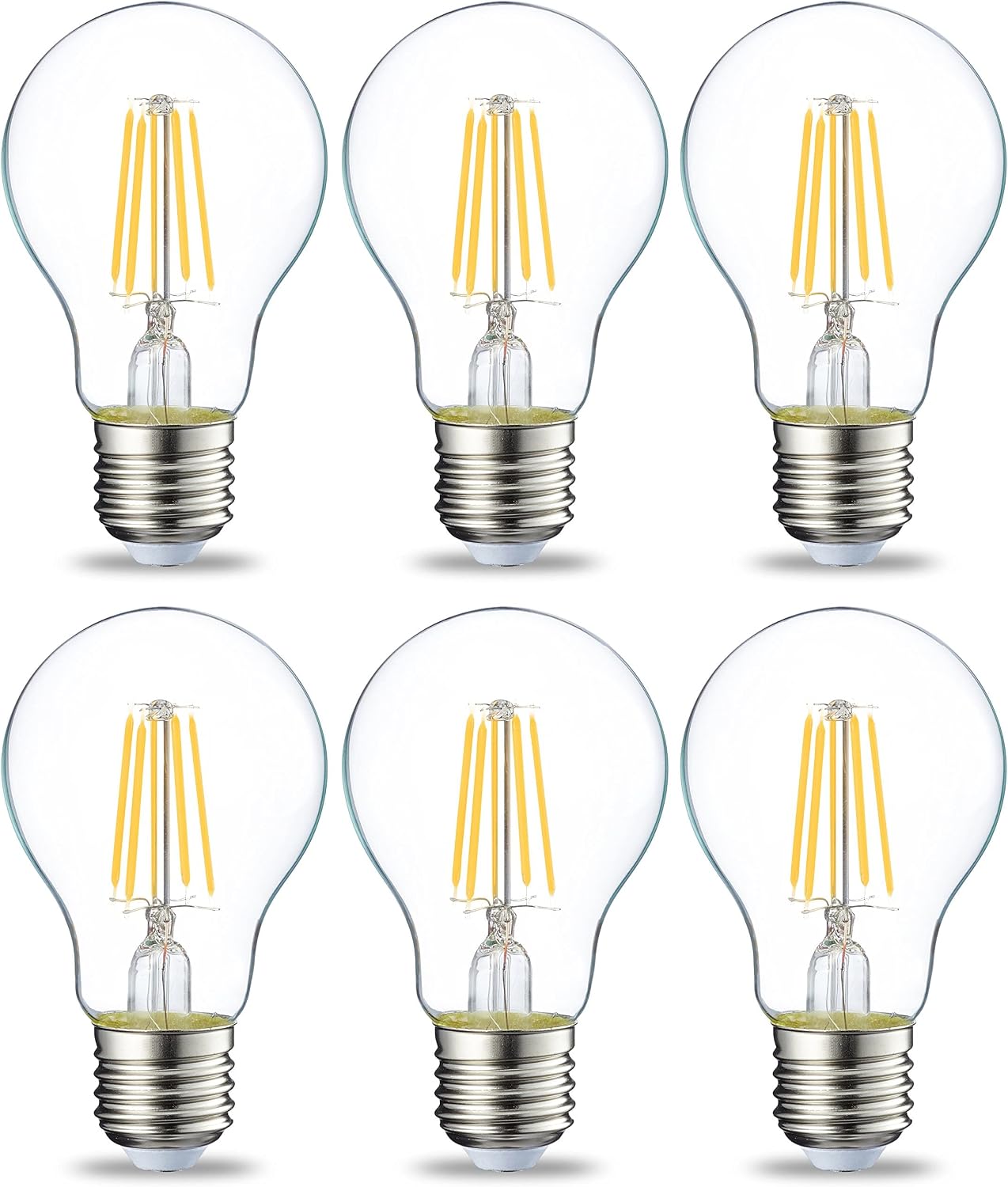 Detalle de Amazon Basics LED-Leuchtmittel E27, 4,3 W (entspricht 40-W Glühbirne), warmweiß, 6er-Pack, nicht dimmbar