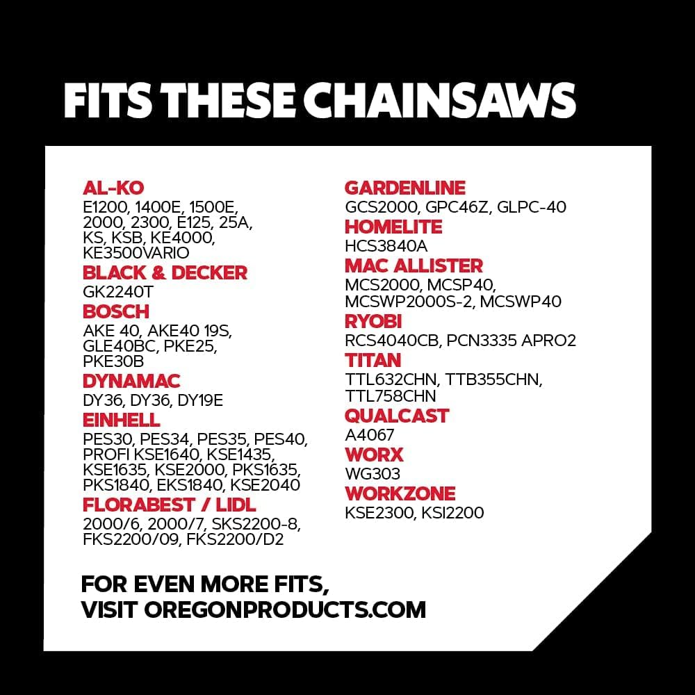 Detalle de Oregon 3-Pack Chainsaw Chain 3/8" LP Pitch, .050" Gauge (1.3 mm) – 57 Drive Links, 16" Bar, Low-Kickback Replacement Saw Chain