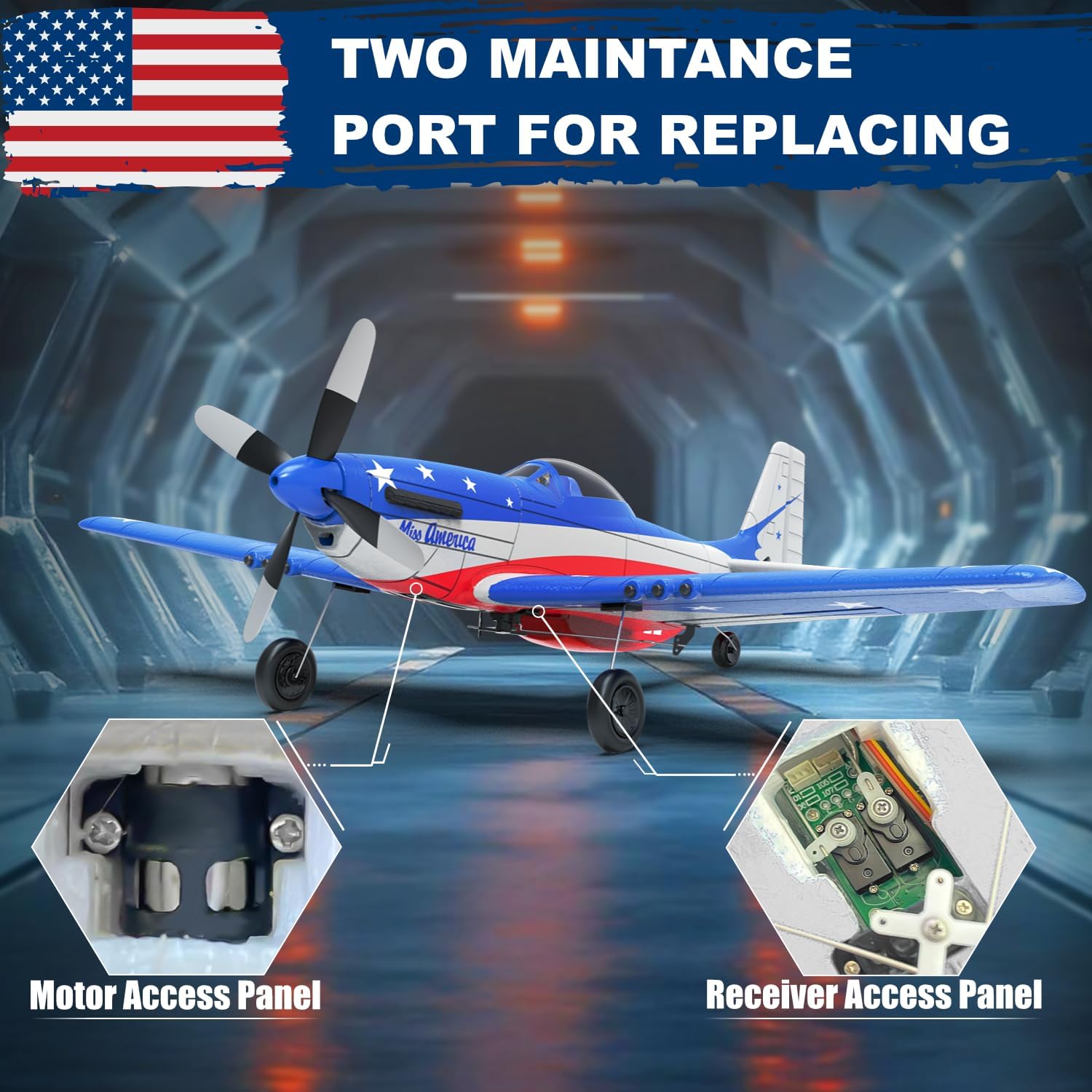 Thumbnail 6 de LEAMBE 4-Channel P51 Mustang RC Plane (Ready to Fly) for Adults — 2.4Ghz Stabilized Aerobatic Glider
