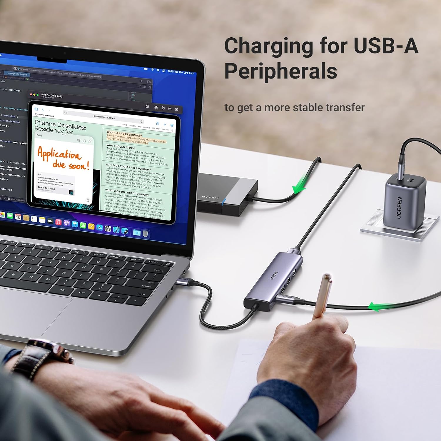 Detalle 2 de Ugreen USB hub 4-in-1