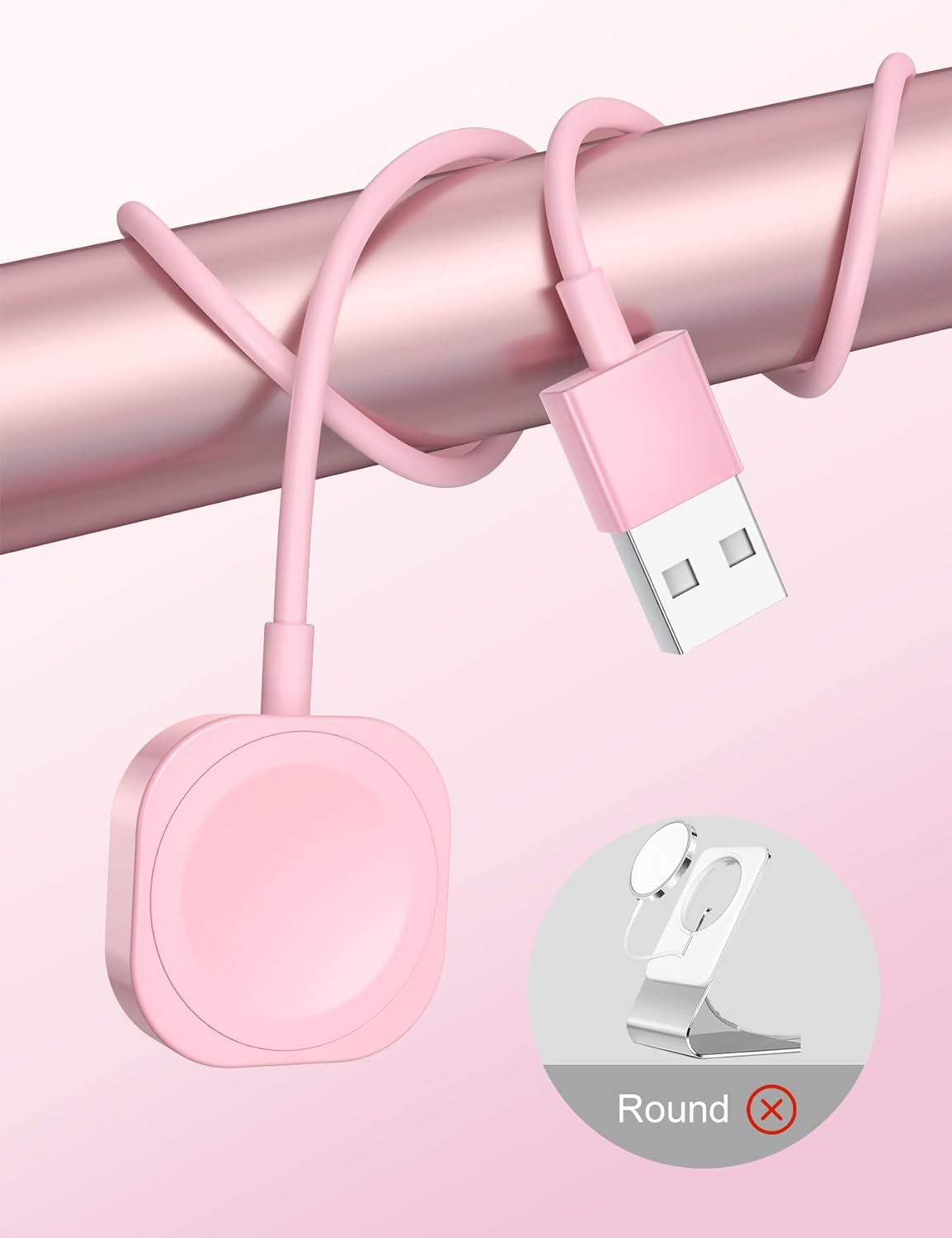 Thumbnail 6 de Fuvoki Charger for Apple Watch (iWatch) – 0.5m Magnetic Fast Charging Cable, 1.6ft, 5V/2A, Pink