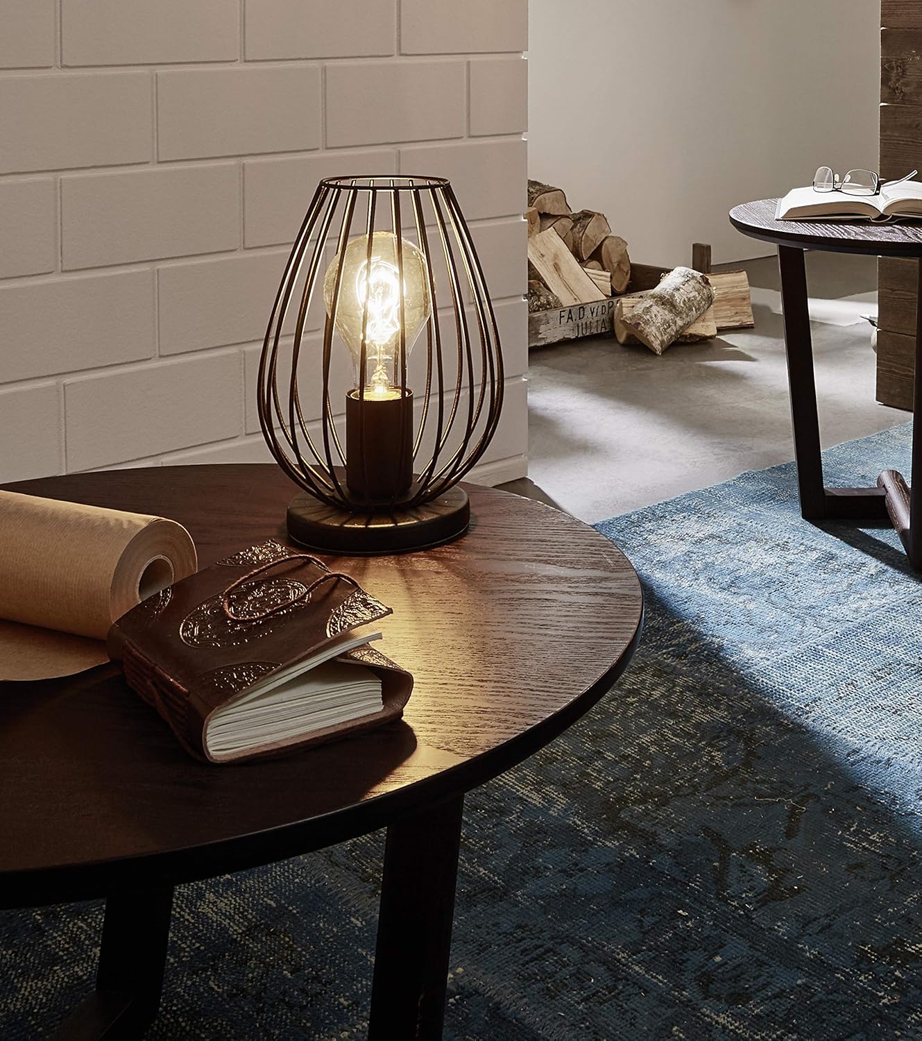 Detalle 2 de Eglo NEWTOWN Lámpara de Mesa Vintage 🖤 E27 con Interruptor